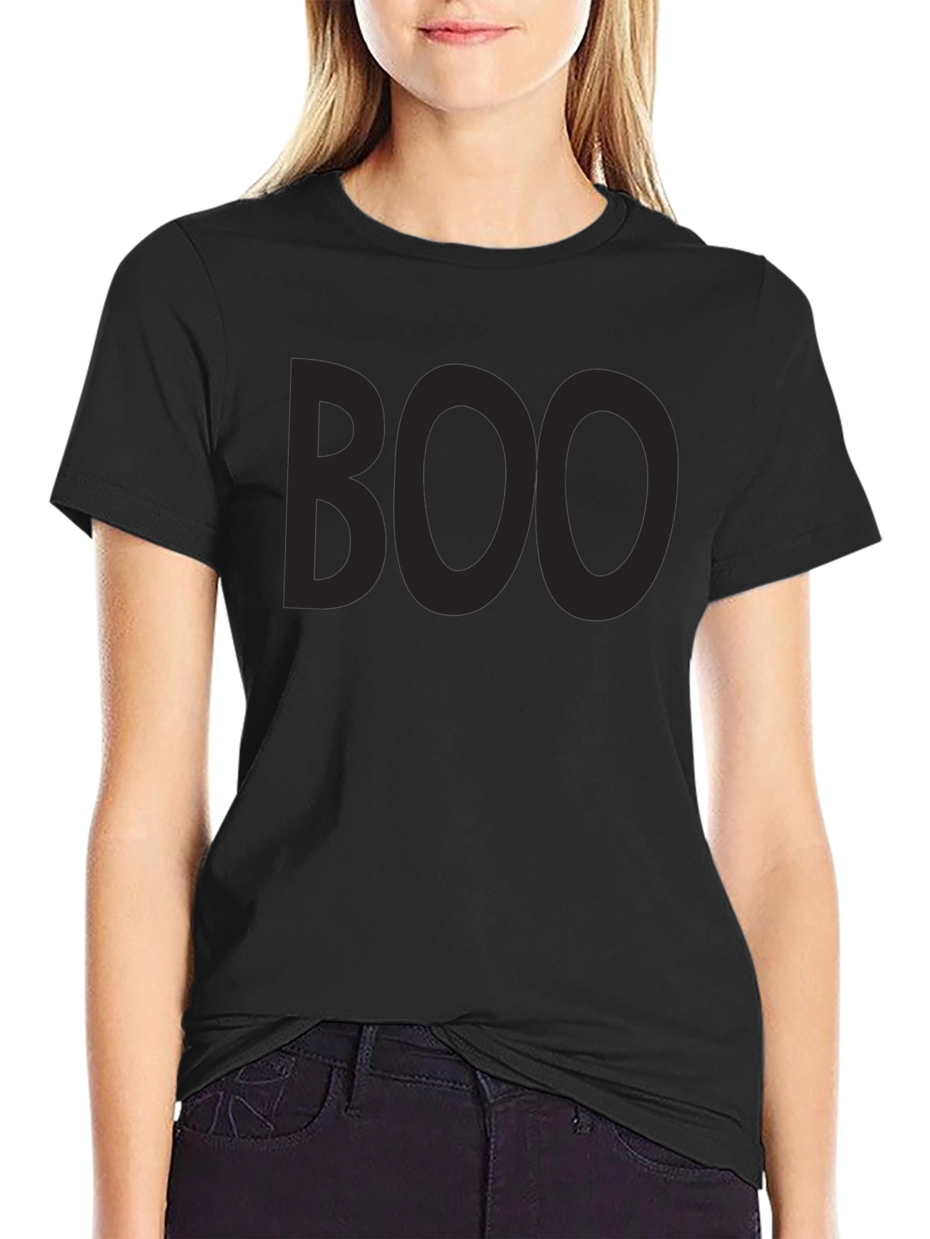 Mens Black Boo T-Shirt - Spooky Season Style