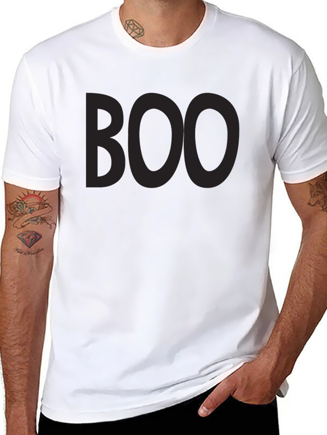 Mens Black Boo T-Shirt - Spooky Season Style