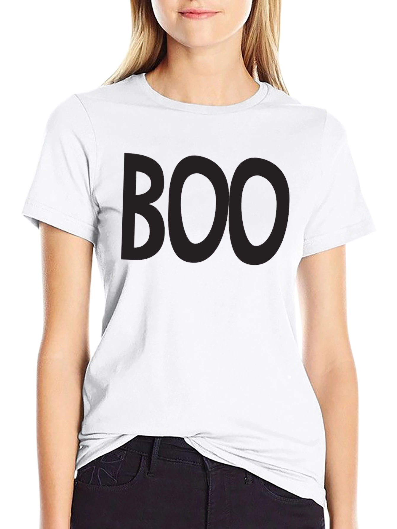 Mens Black Boo T-Shirt - Spooky Season Style