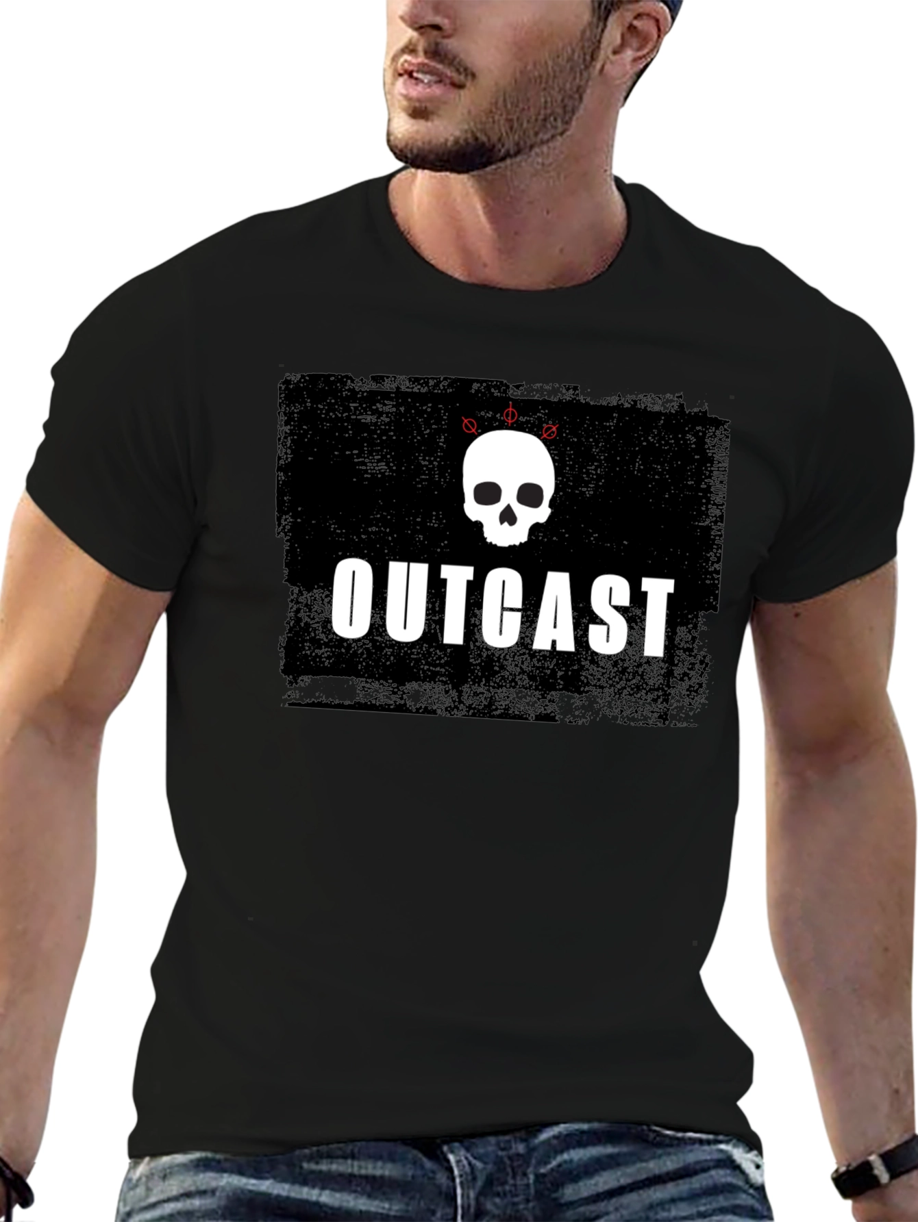 Outcast Skull Graphic Black T-Shirt