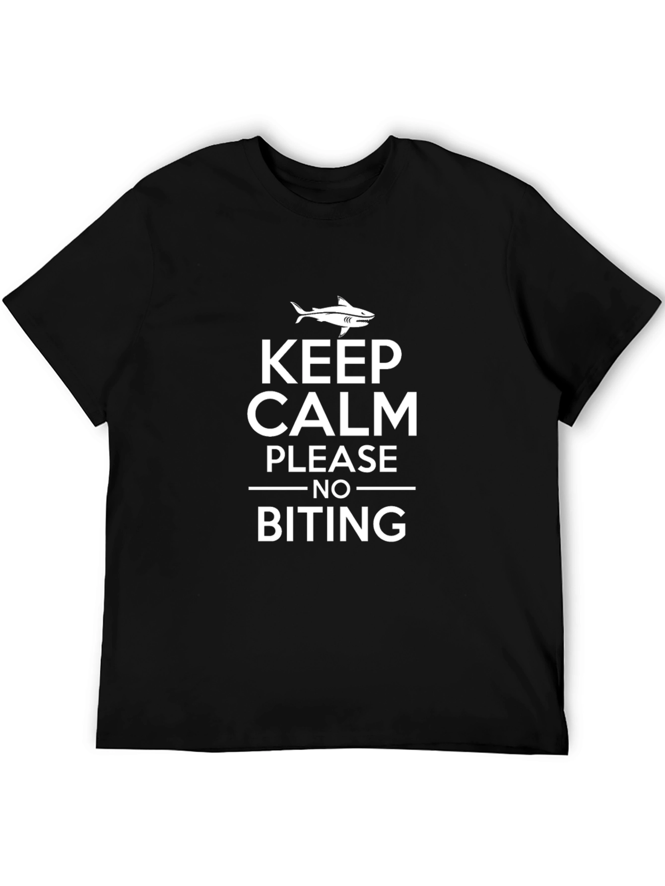 Keep Calm Shark Graphic Black T-Shirt