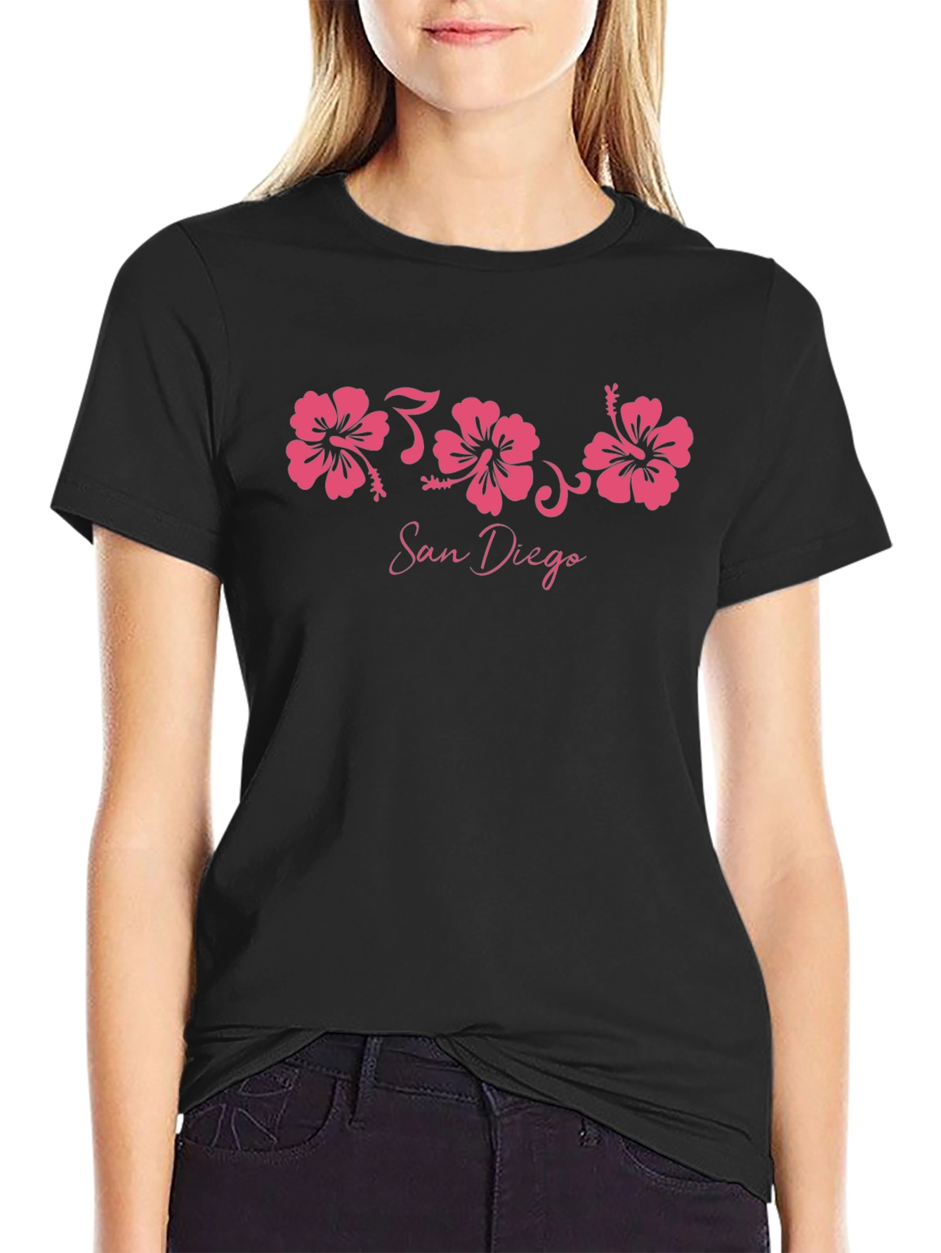 San Diego Hibiscus Black T-Shirt