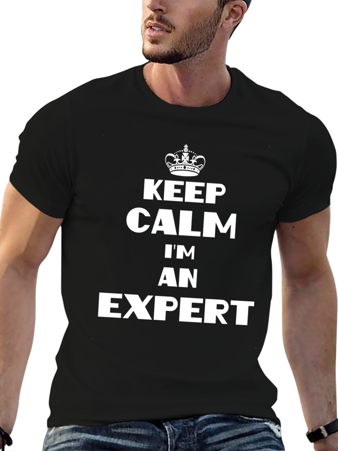 Keep Calm Im An Expert Black T-Shirt