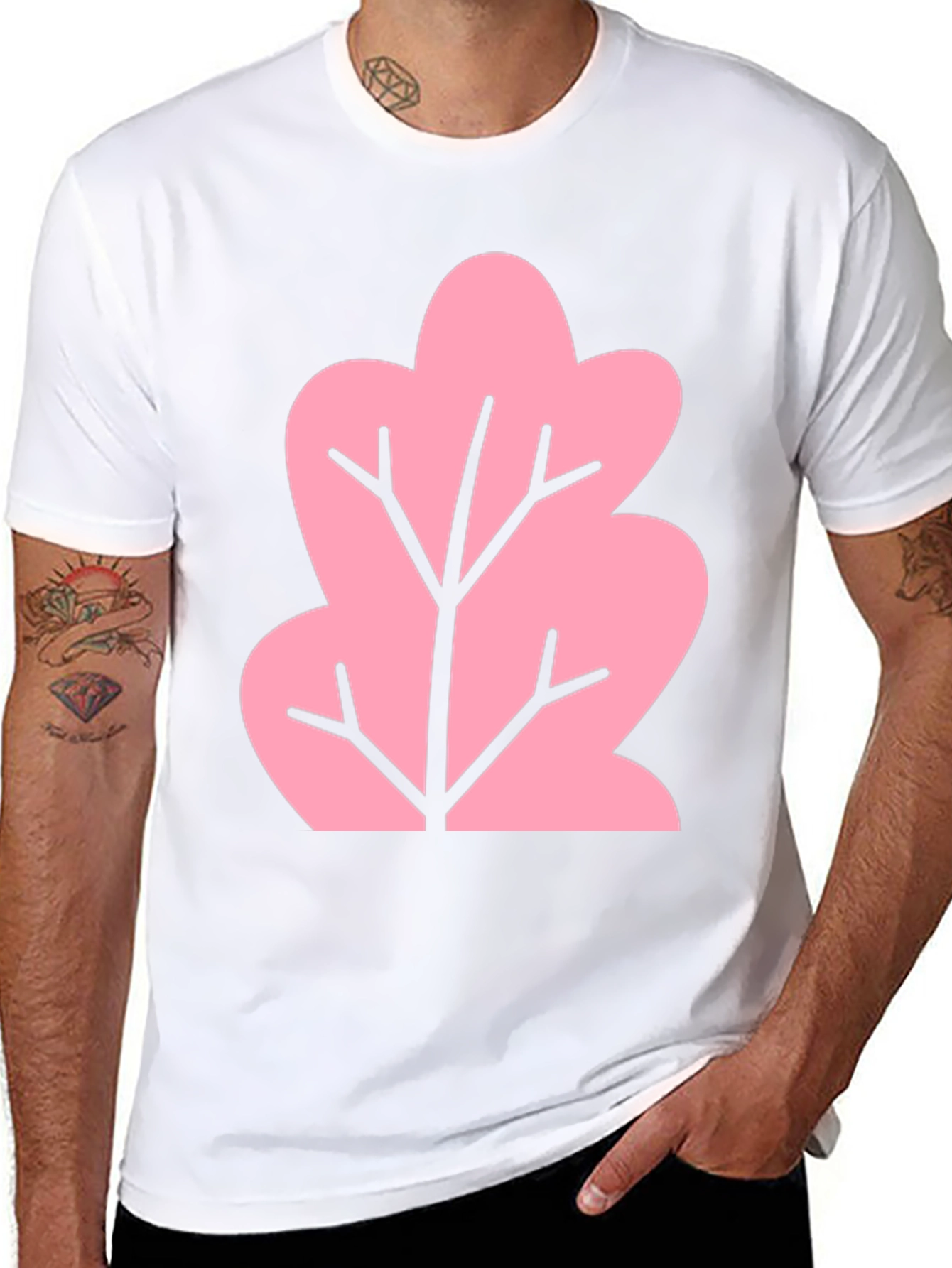 Pink Tree Graphic Black T-Shirt