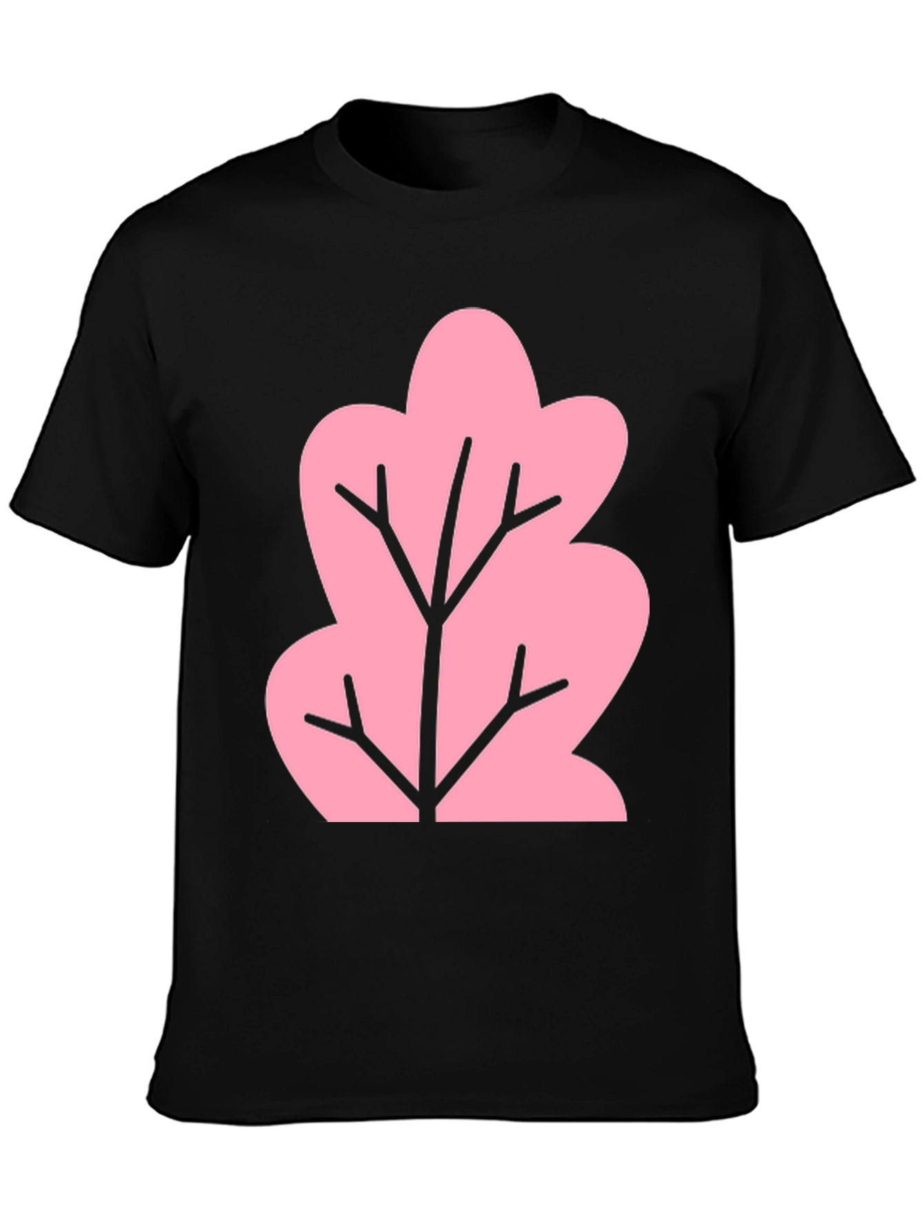 Pink Tree Graphic Black T-Shirt