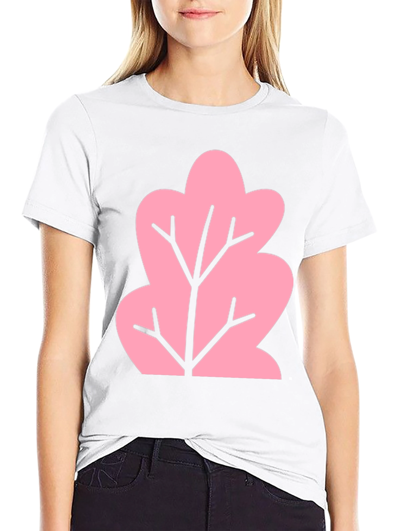 Pink Tree Graphic Black T-Shirt