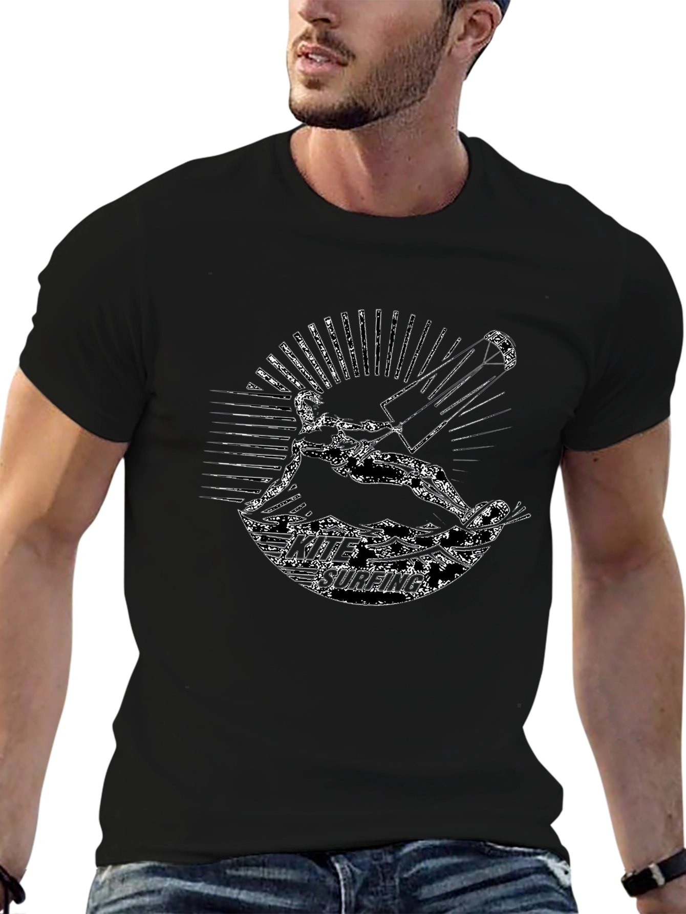 Kitesurfing Graphic Print Crew Neck T-Shirt