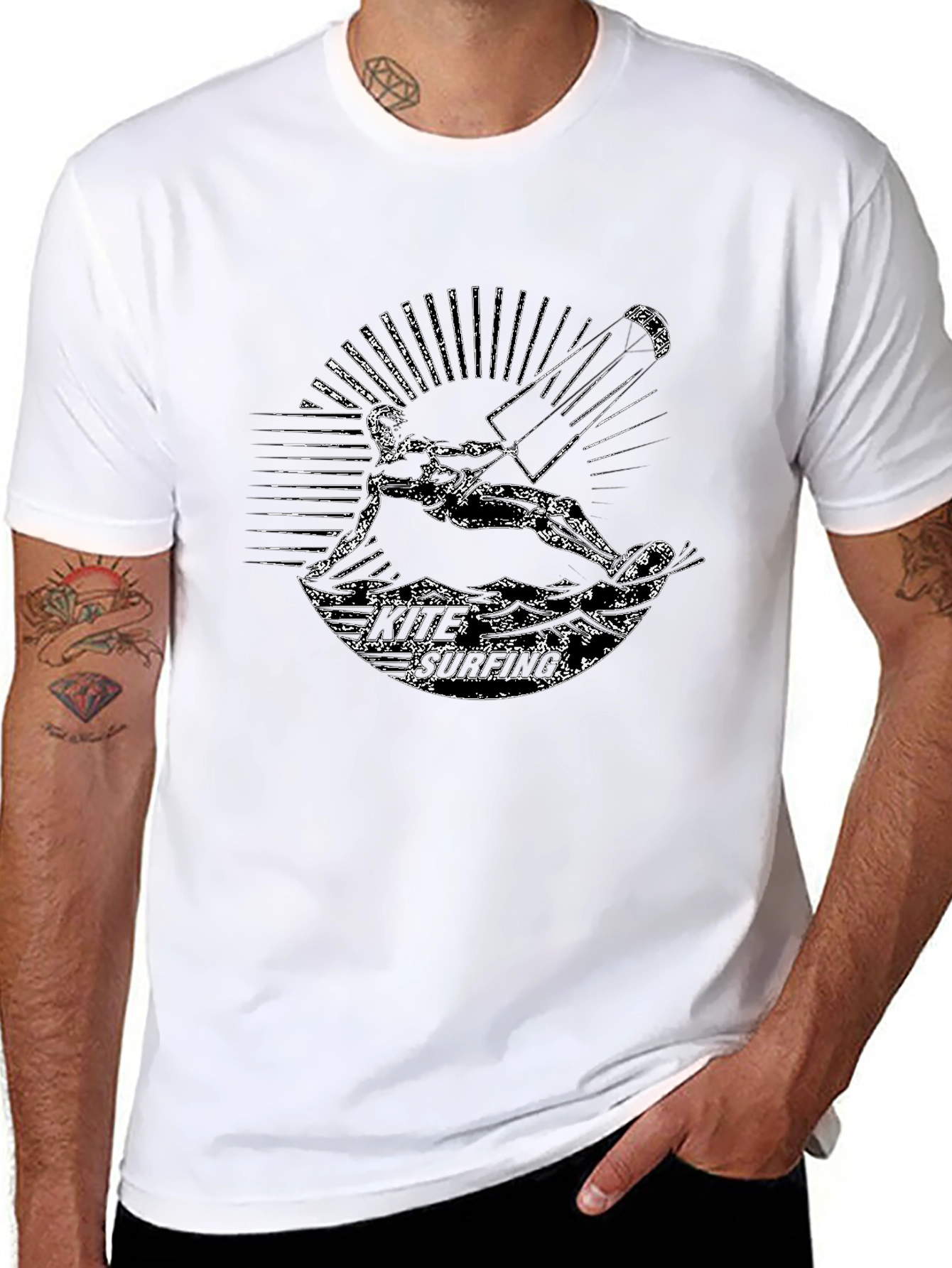 Kitesurfing Graphic Print Crew Neck T-Shirt