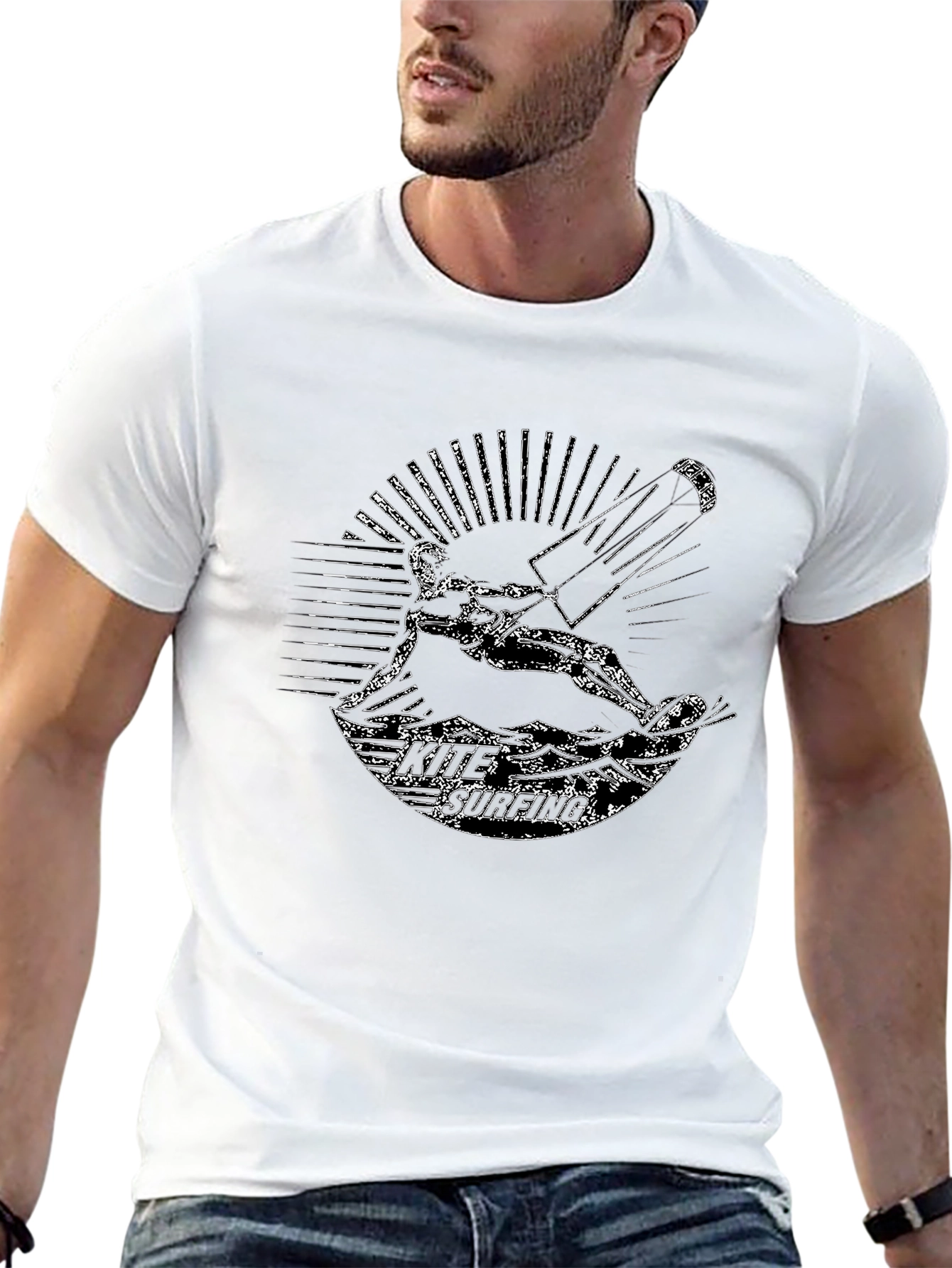 Kitesurfing Graphic Print Crew Neck T-Shirt