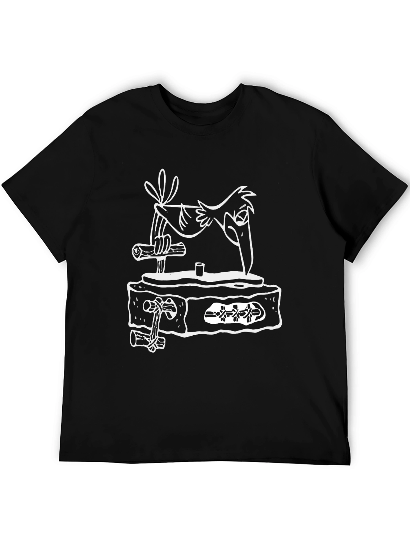 Cool Crow on Turntable Graphic Black Tee