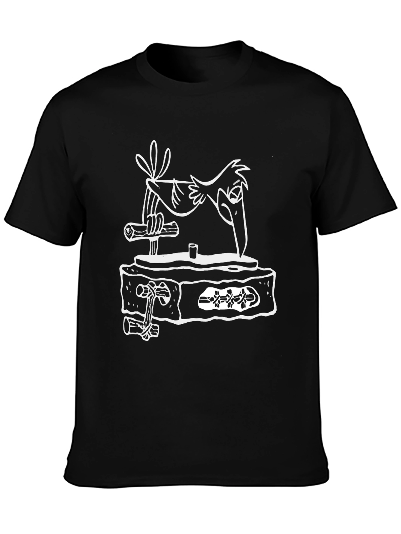 Cool Crow on Turntable Graphic Black Tee