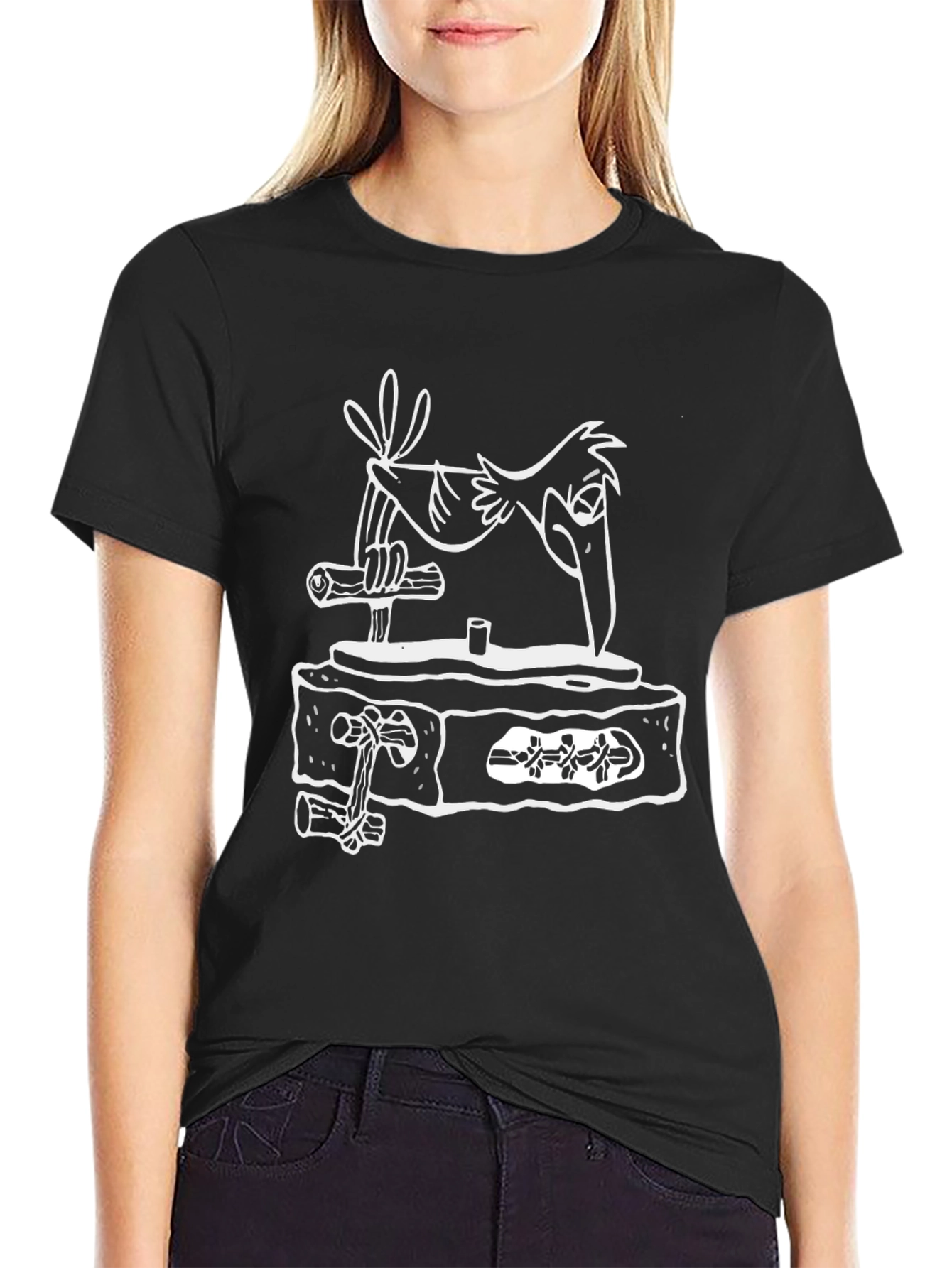 Cool Crow on Turntable Graphic Black Tee