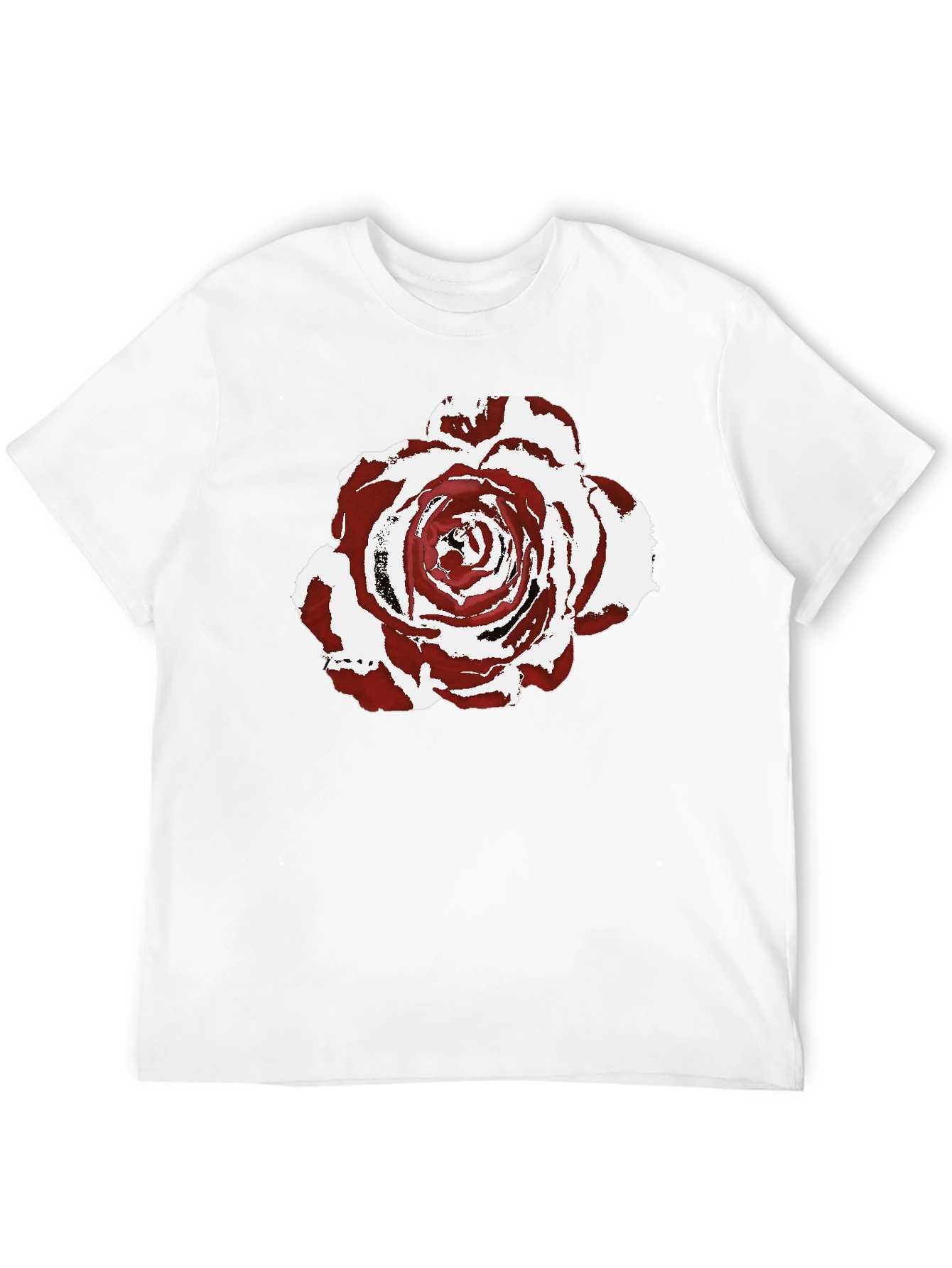 Burgundy Rose Graphic Print Black T-Shirt