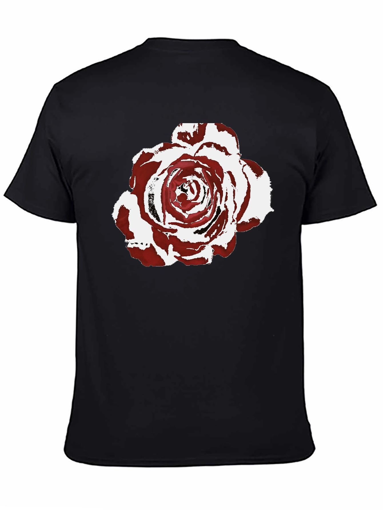 Burgundy Rose Graphic Print Black T-Shirt