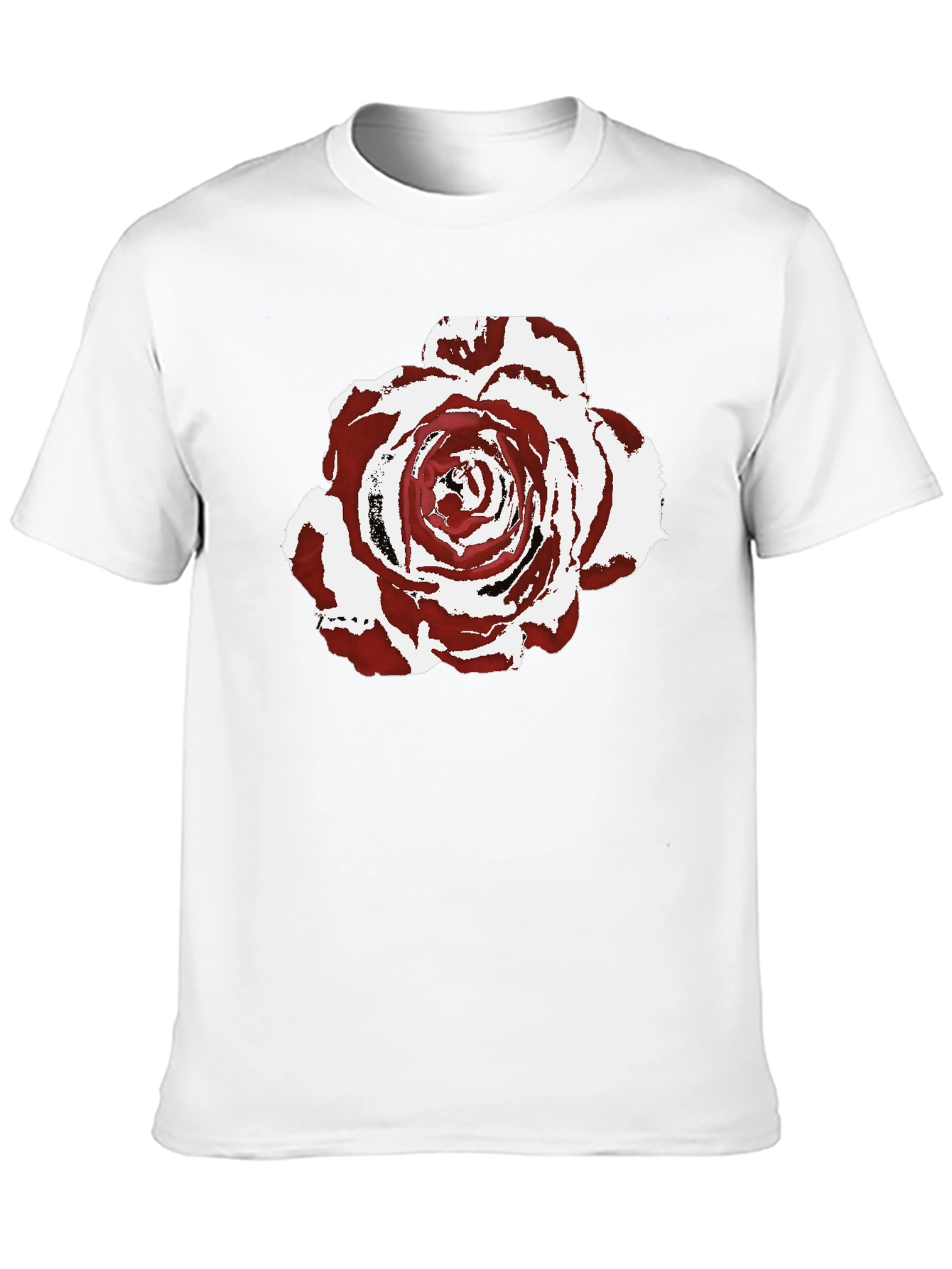 Burgundy Rose Graphic Print Black T-Shirt