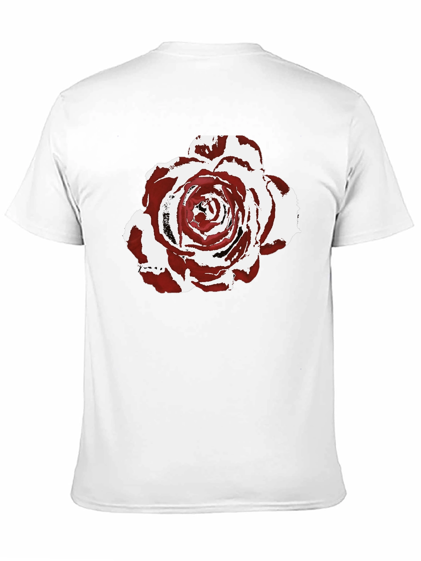 Burgundy Rose Graphic Print Black T-Shirt
