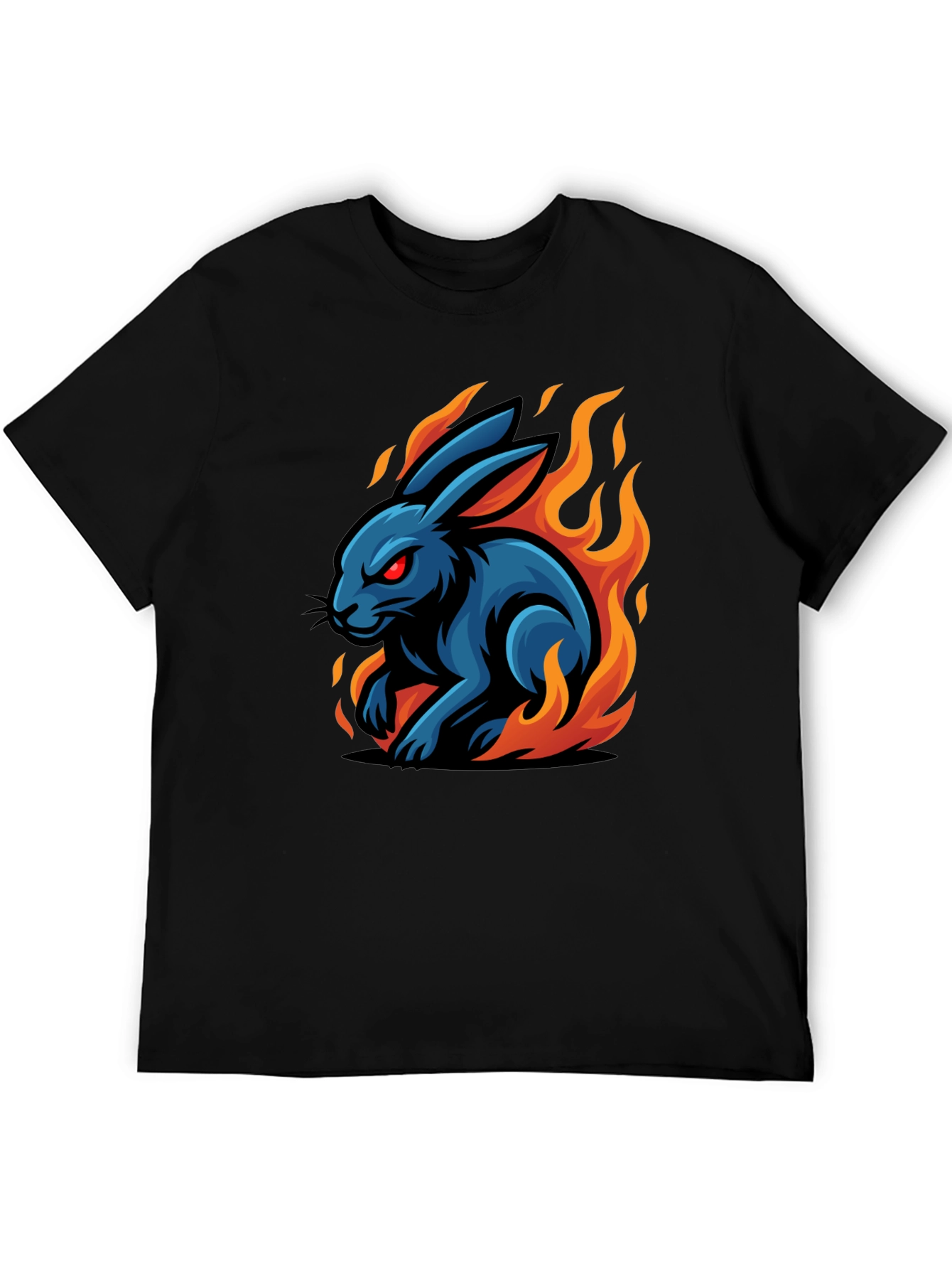 Fiery Rabbit Graphic Tee - Black Cotton