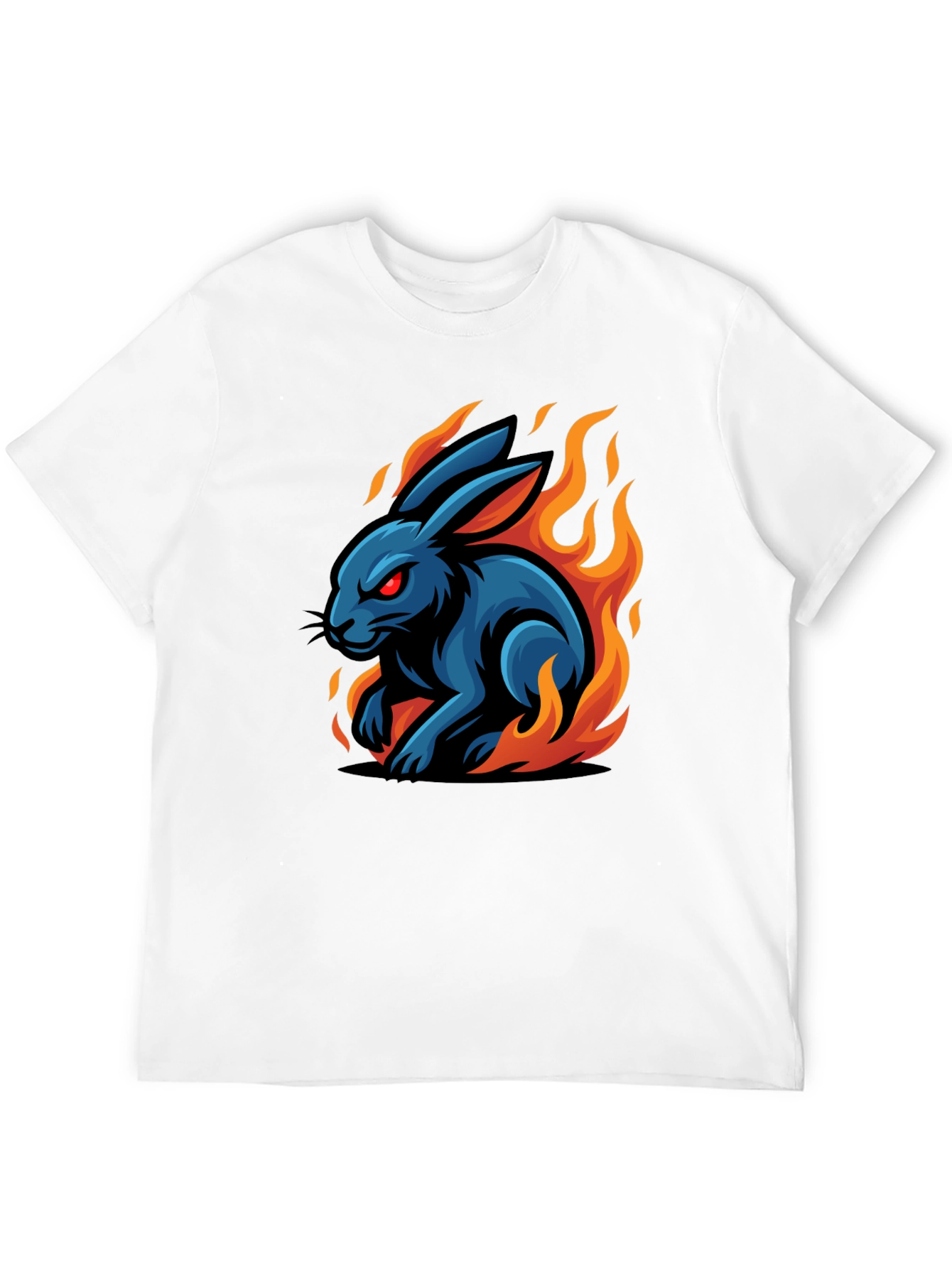 Fiery Rabbit Graphic Tee - Black Cotton
