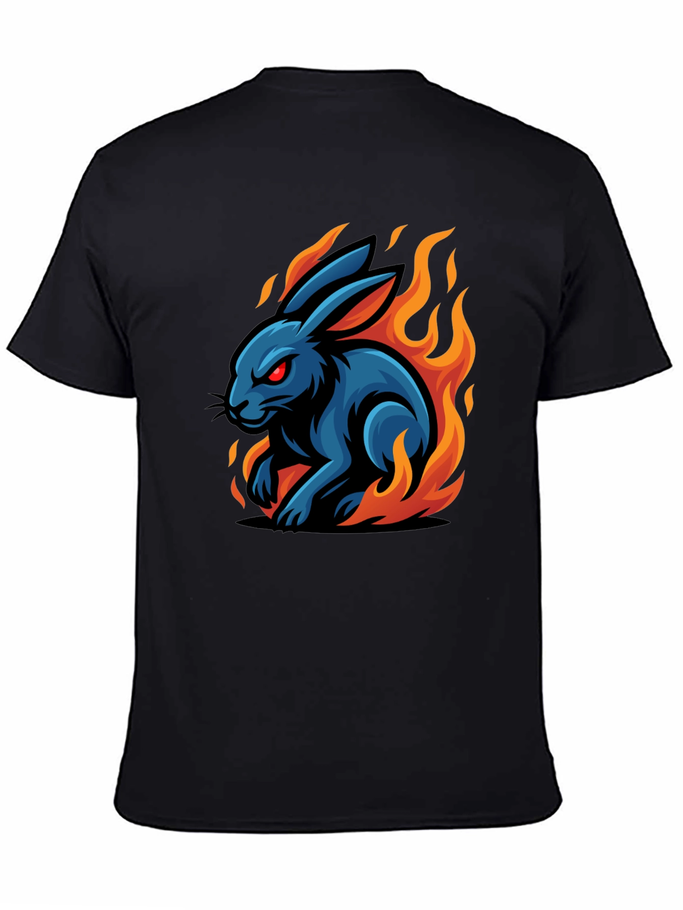 Fiery Rabbit Graphic Tee - Black Cotton