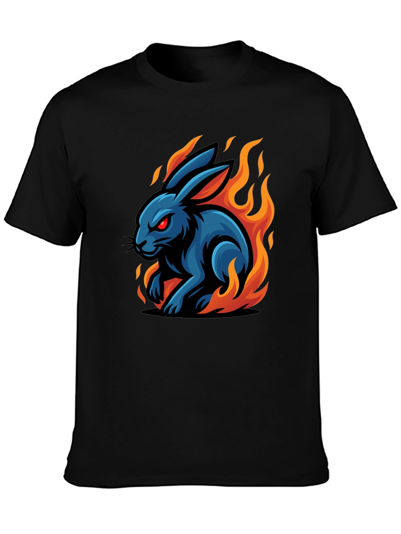Fiery Rabbit Graphic Tee - Black Cotton