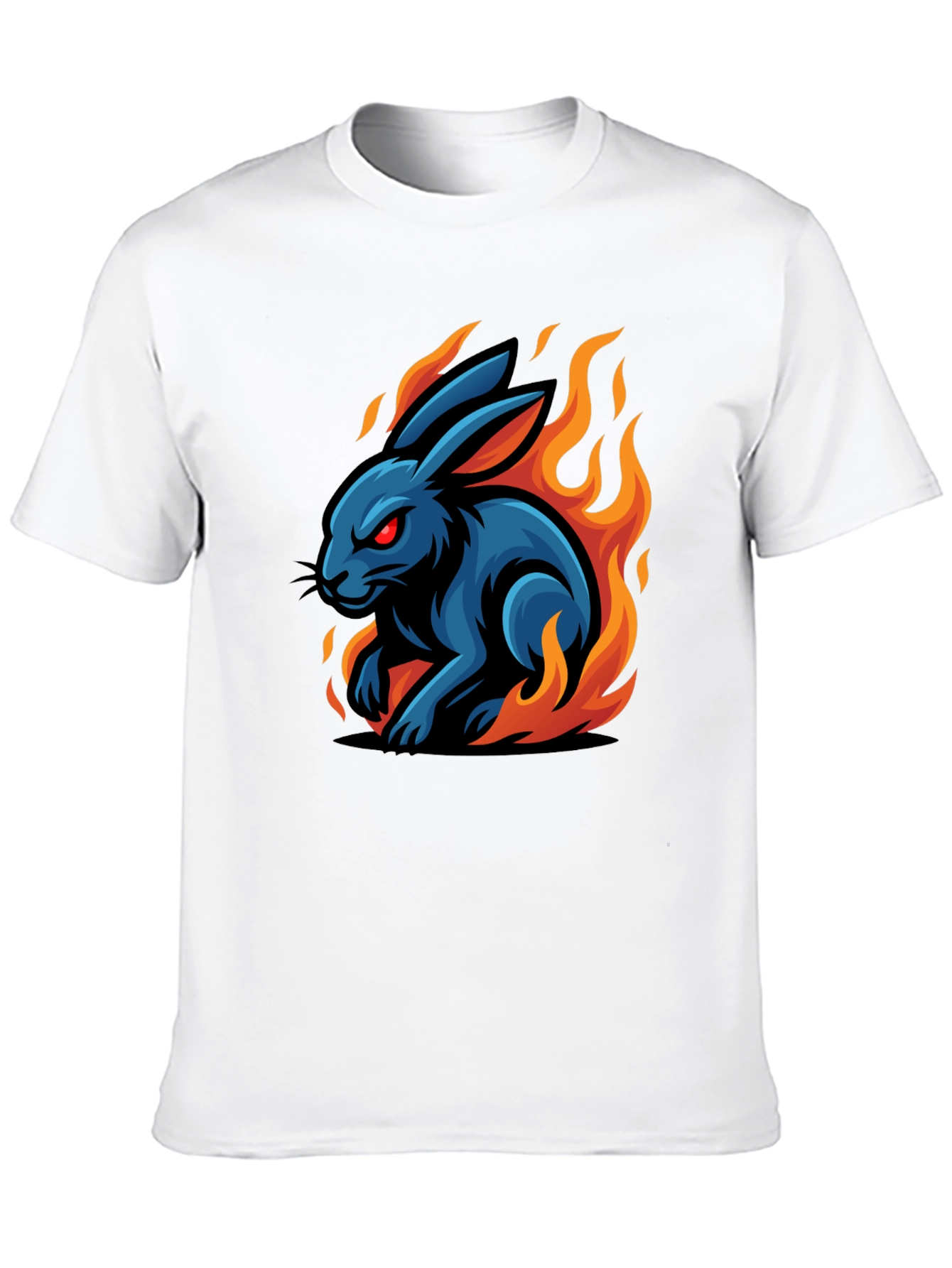 Fiery Rabbit Graphic Tee - Black Cotton