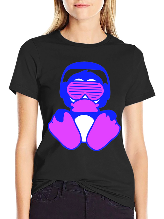 Retro Duck T-Shirt: Blue & Pink Graphic Tee