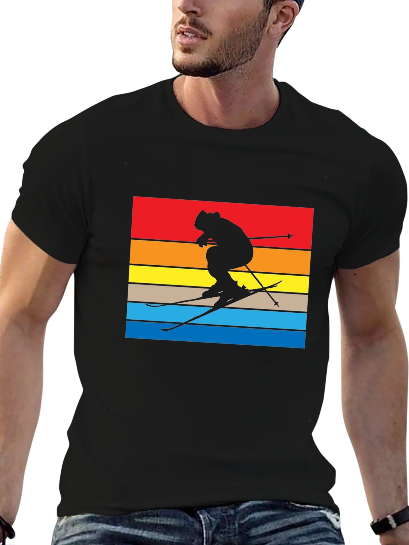Retro Ski Silhouette Graphic T-Shirt