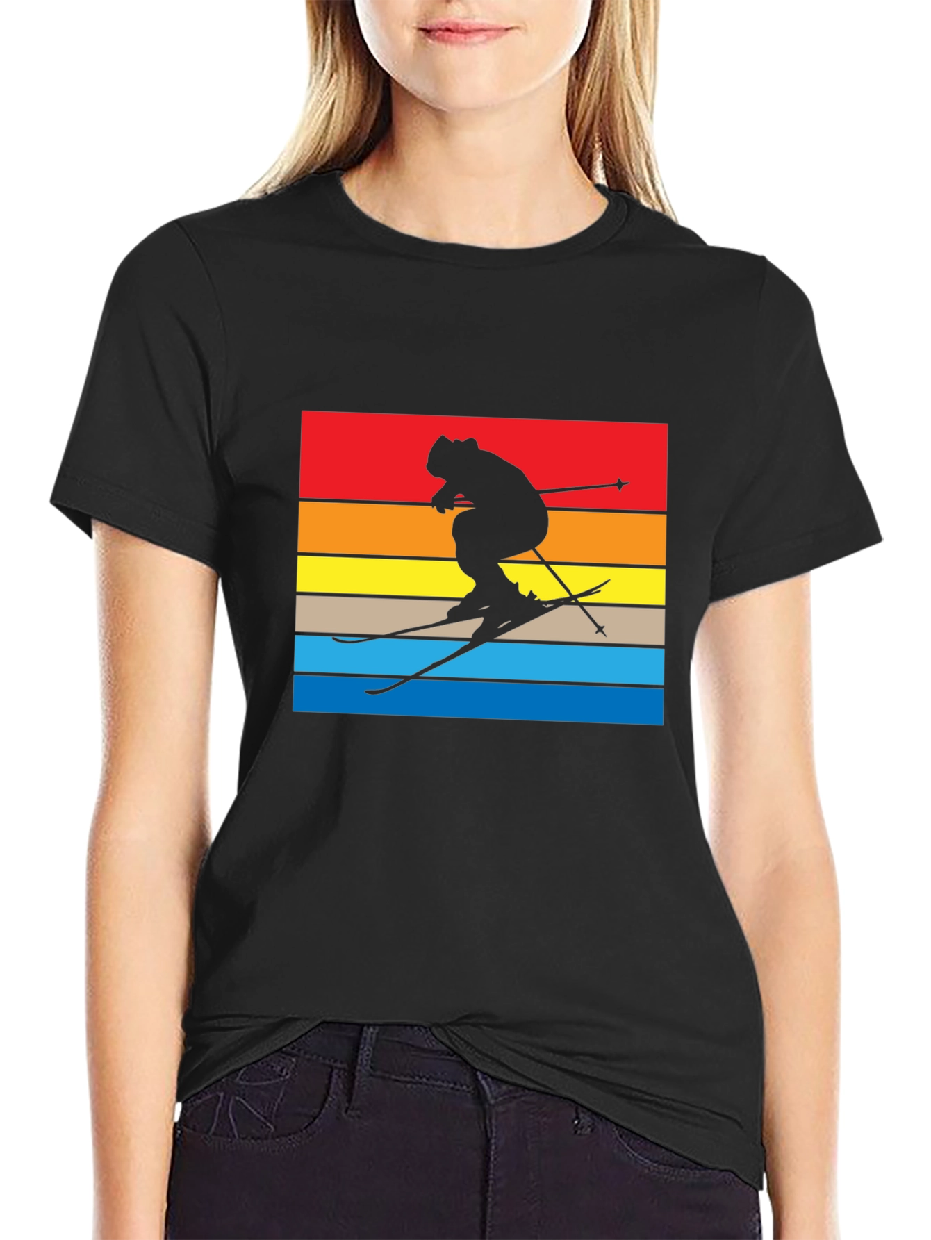 Retro Ski Silhouette Graphic T-Shirt