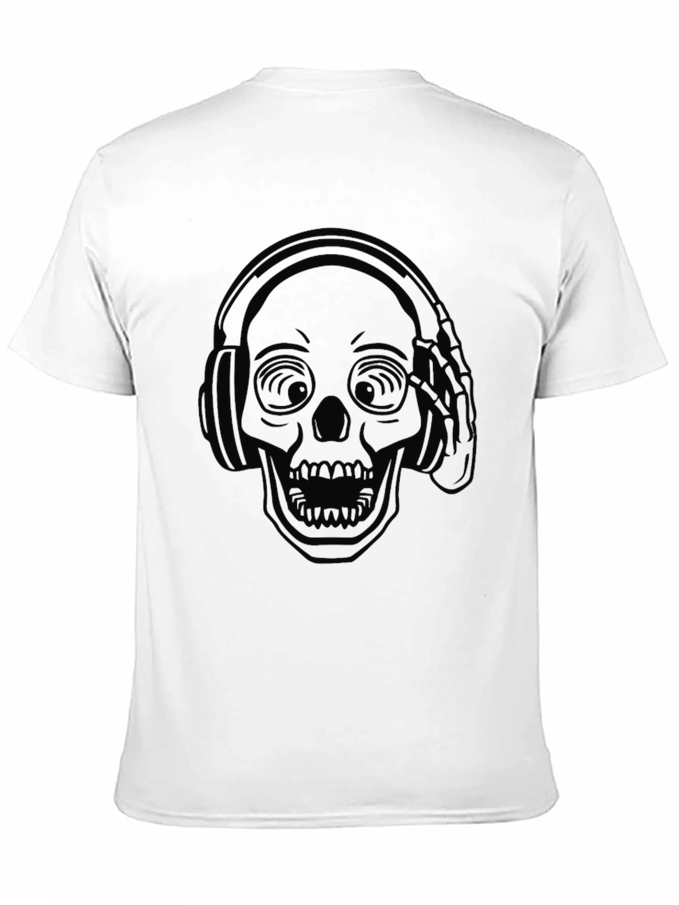 Skull Headphones Graphic Tee - Black Cotton Comfort