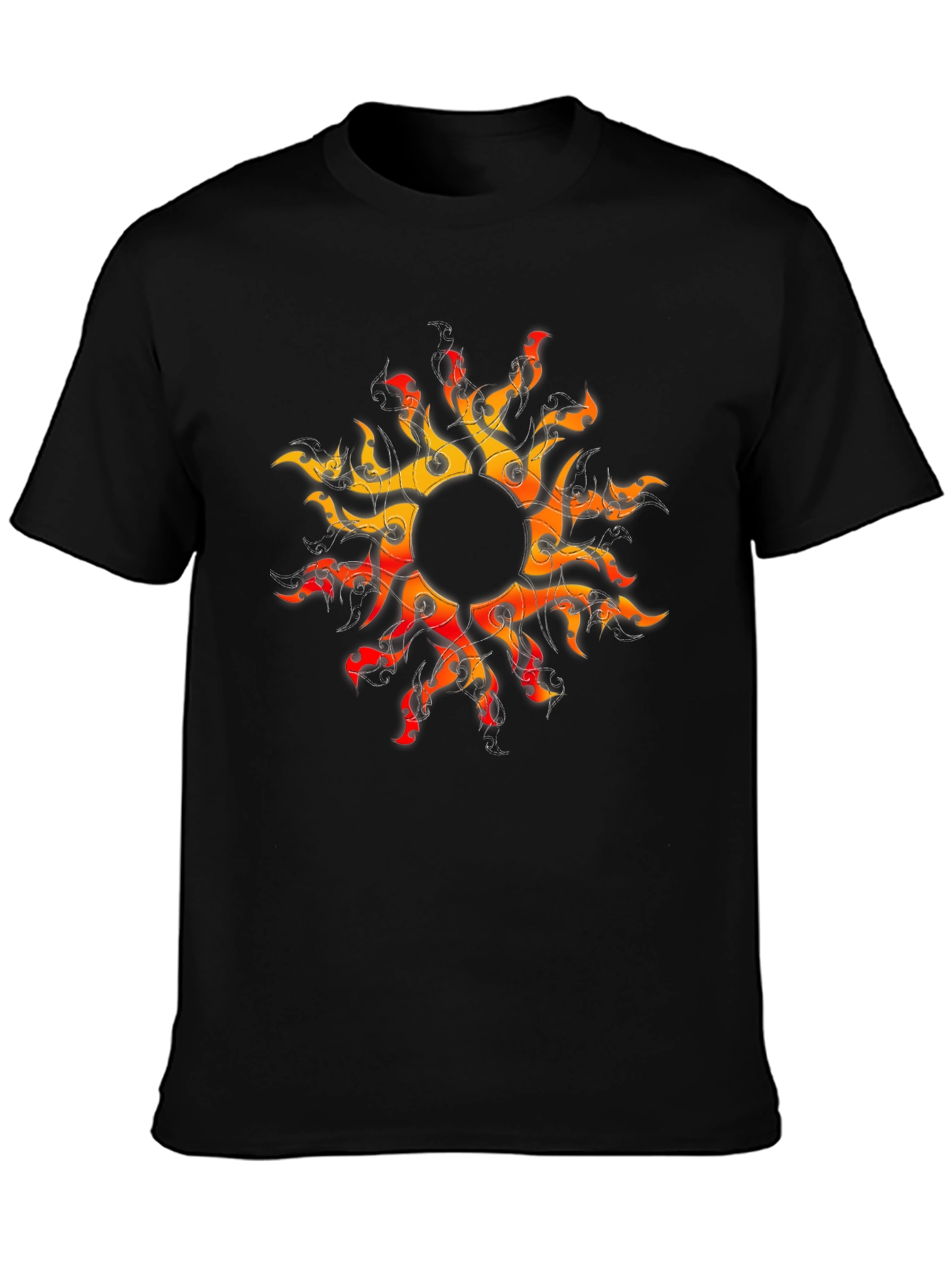 Fiery Sun Graphic Black T-Shirt