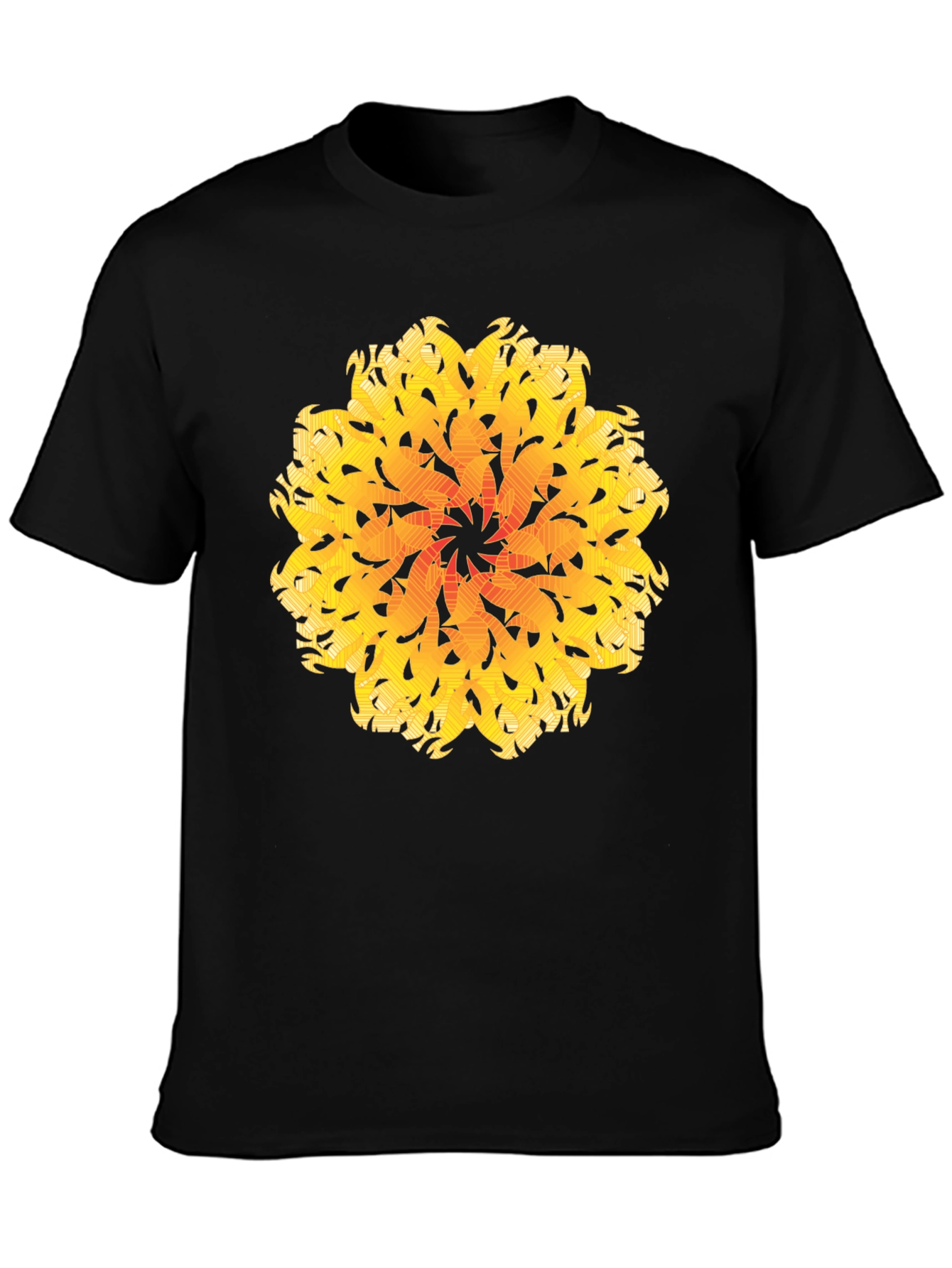 Abstract Mandala Graphic Tee - Black Cotton
