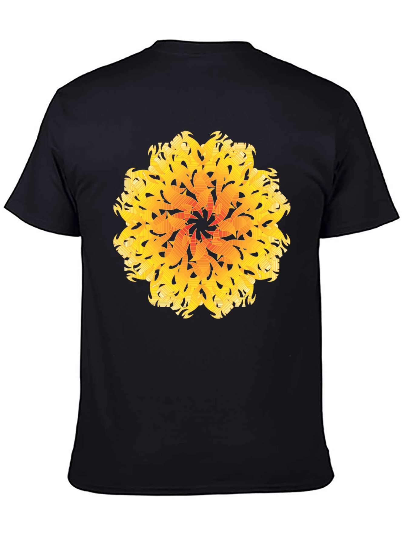 Abstract Mandala Graphic Tee - Black Cotton