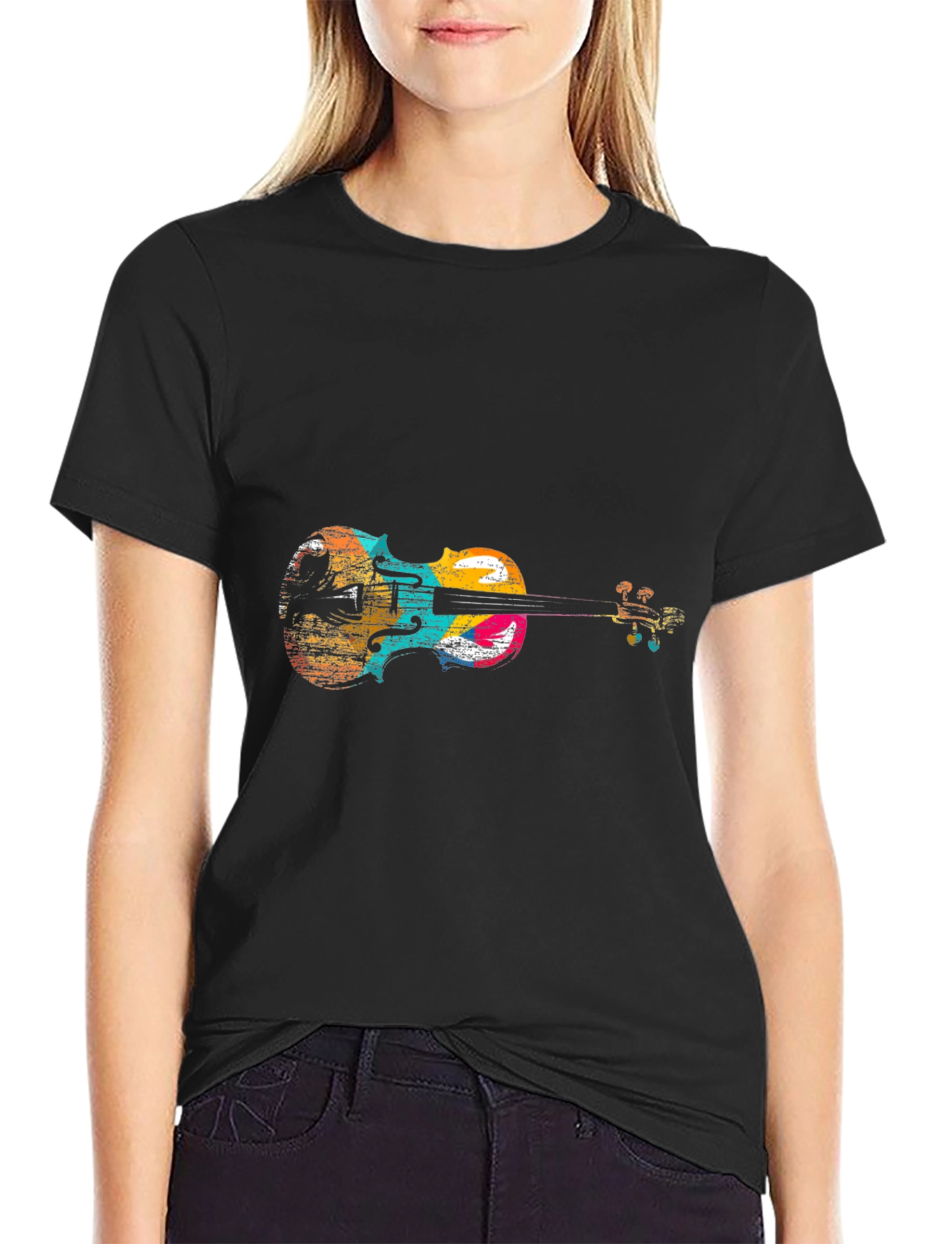Abstract Violin Graphic T-Shirt