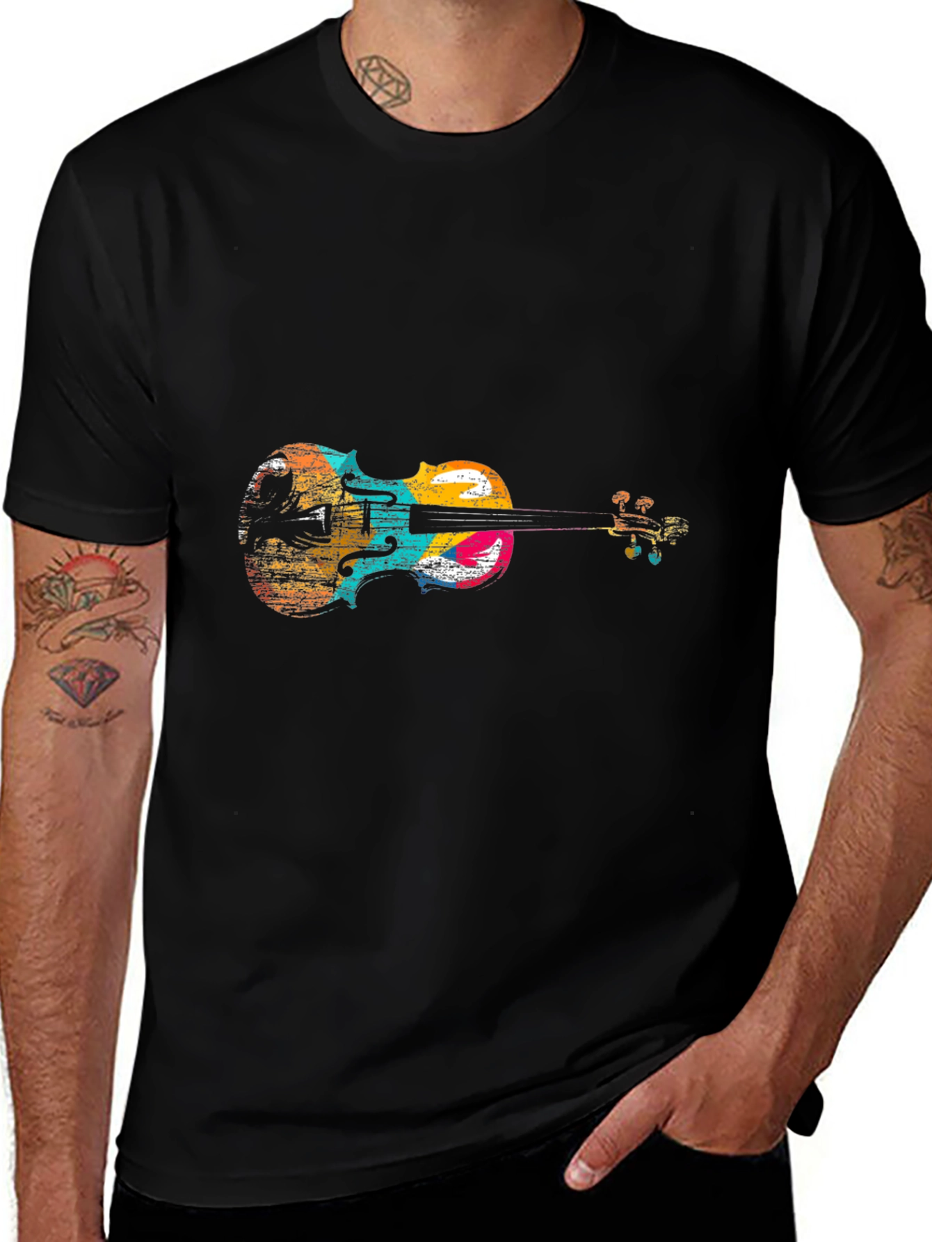 Abstract Violin Graphic T-Shirt