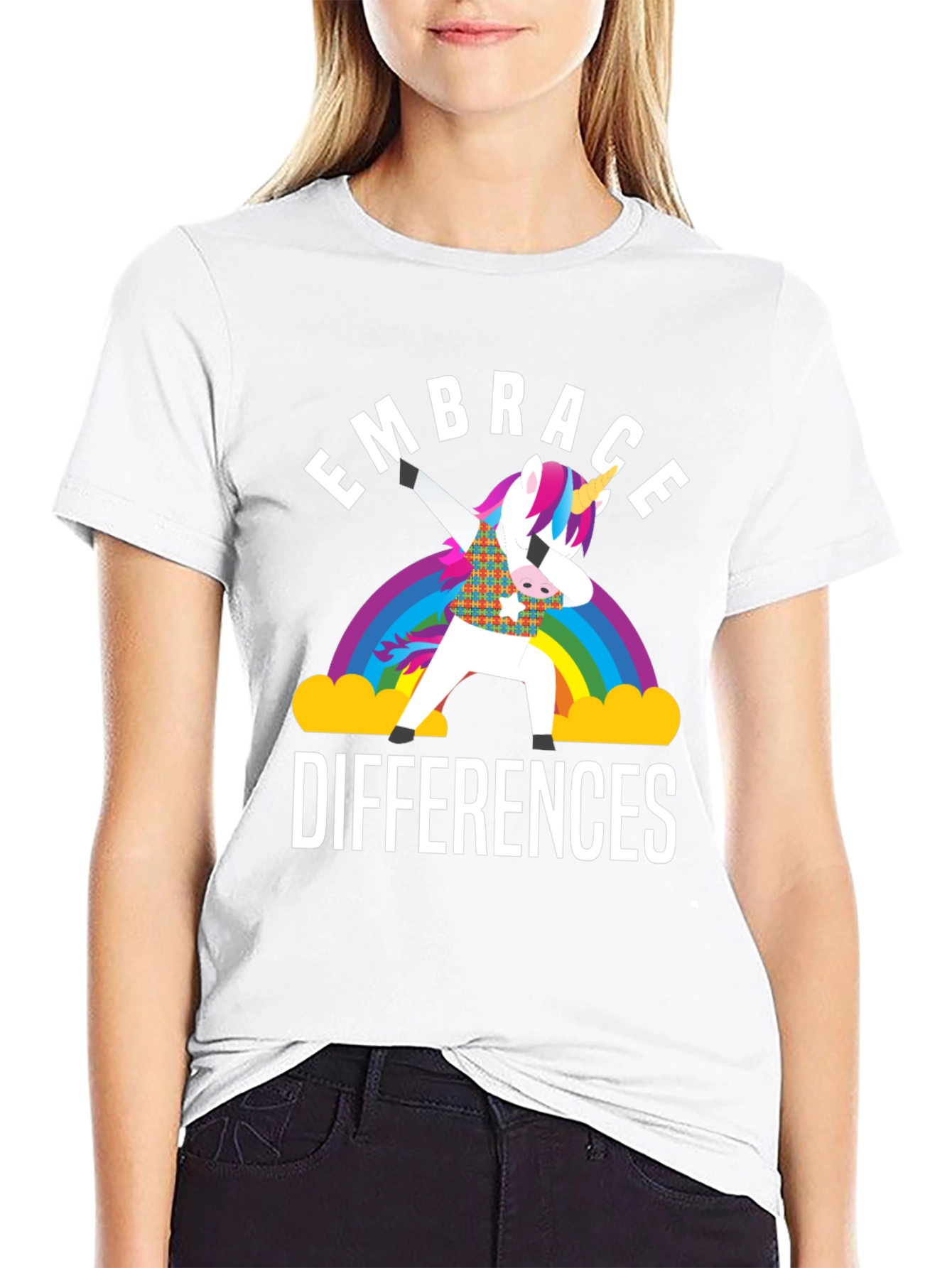 Embrace Differences Unicorn Rainbow T-Shirt