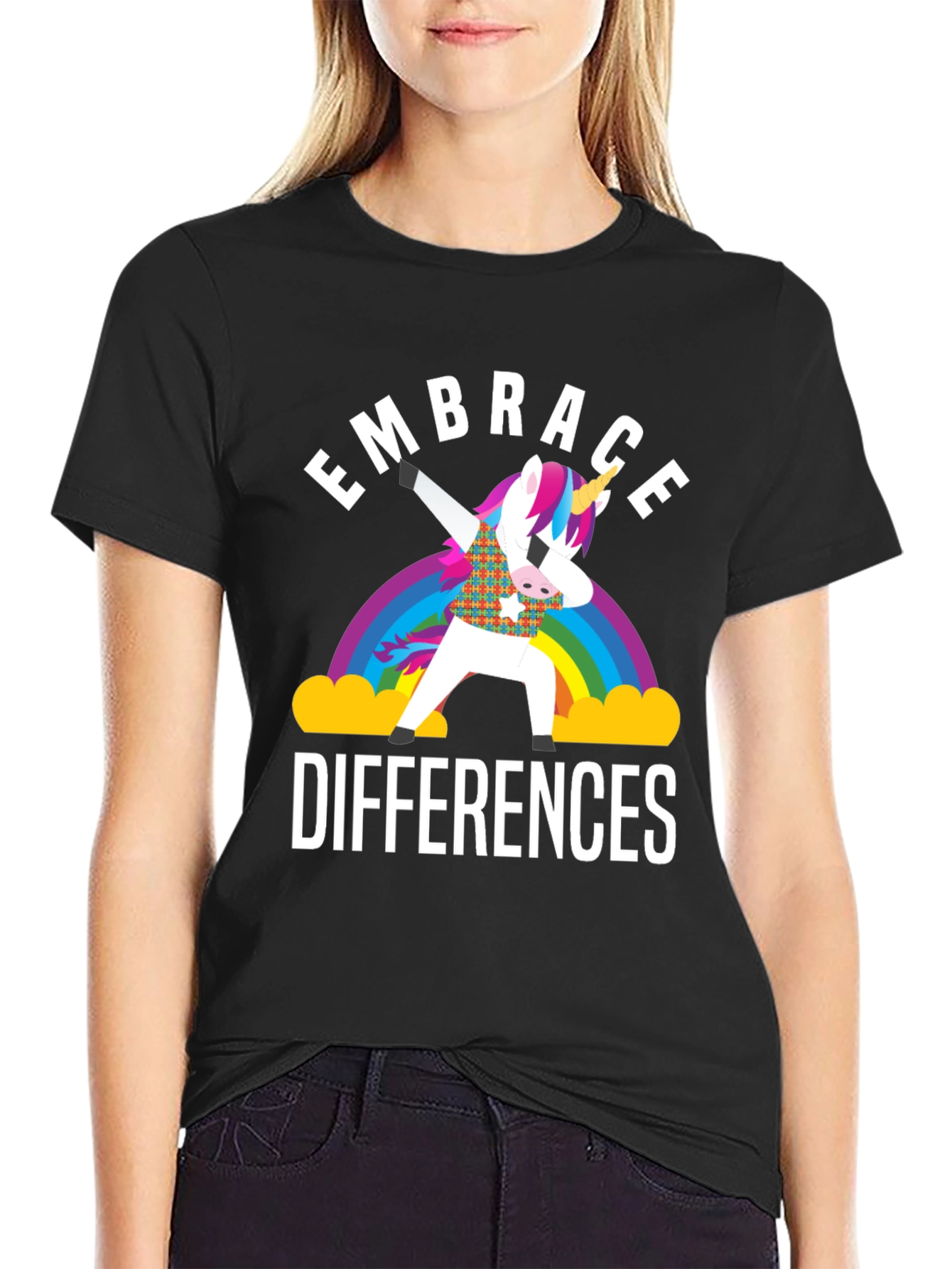 Embrace Differences Unicorn Rainbow T-Shirt