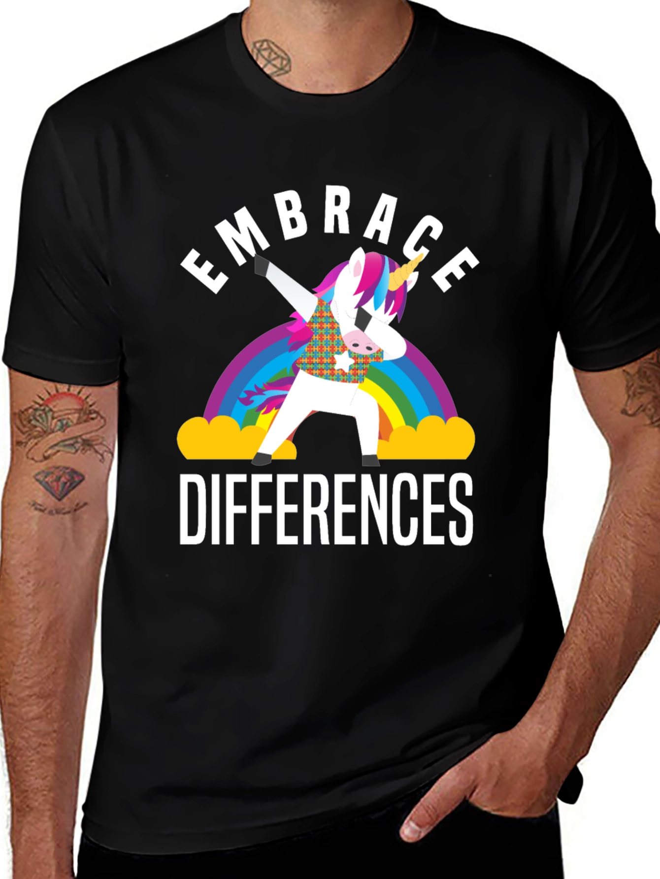 Embrace Differences Unicorn Rainbow T-Shirt