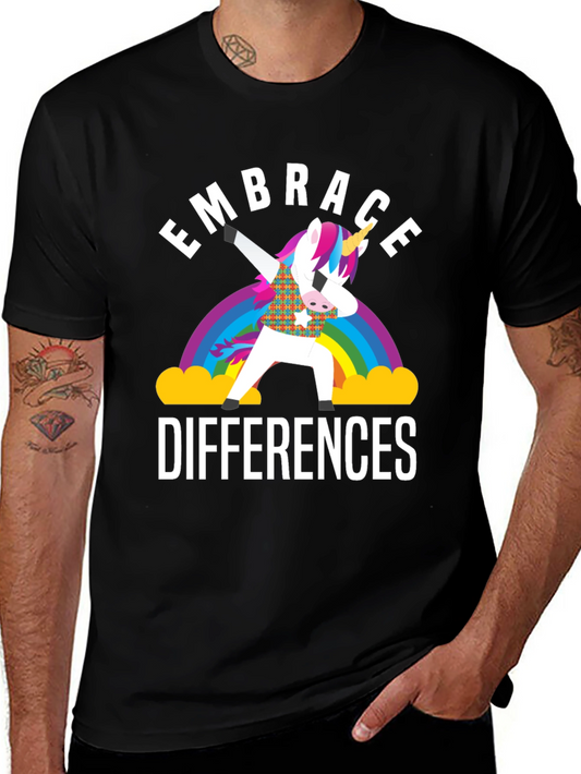 Embrace Differences Unicorn Rainbow T-Shirt