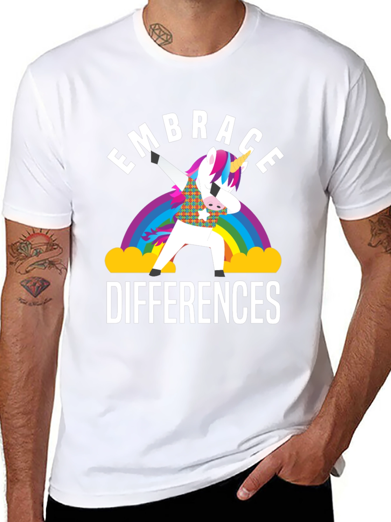 Embrace Differences Unicorn Rainbow T-Shirt
