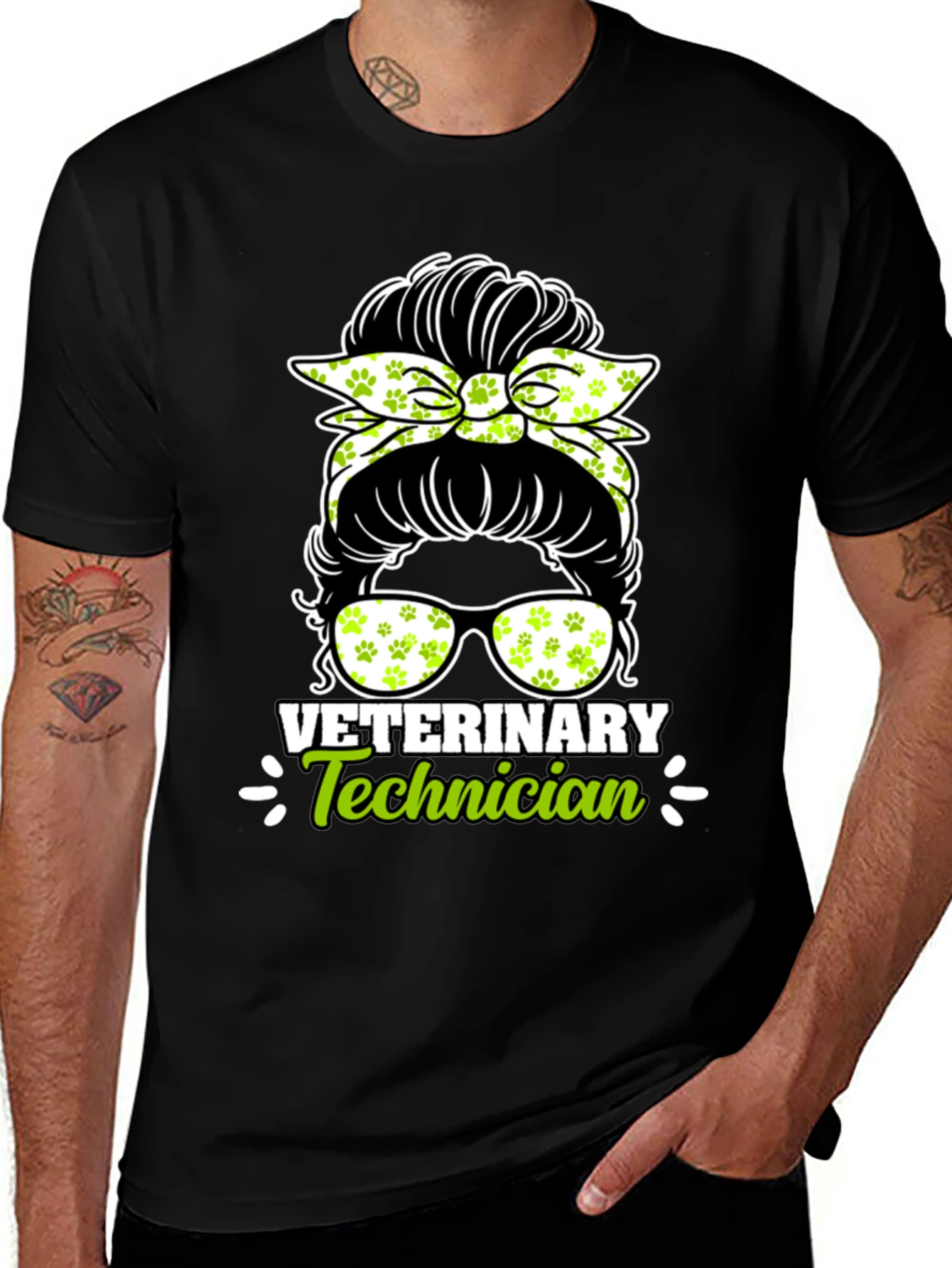 Veterinary Technician Messy Bun T-Shirt