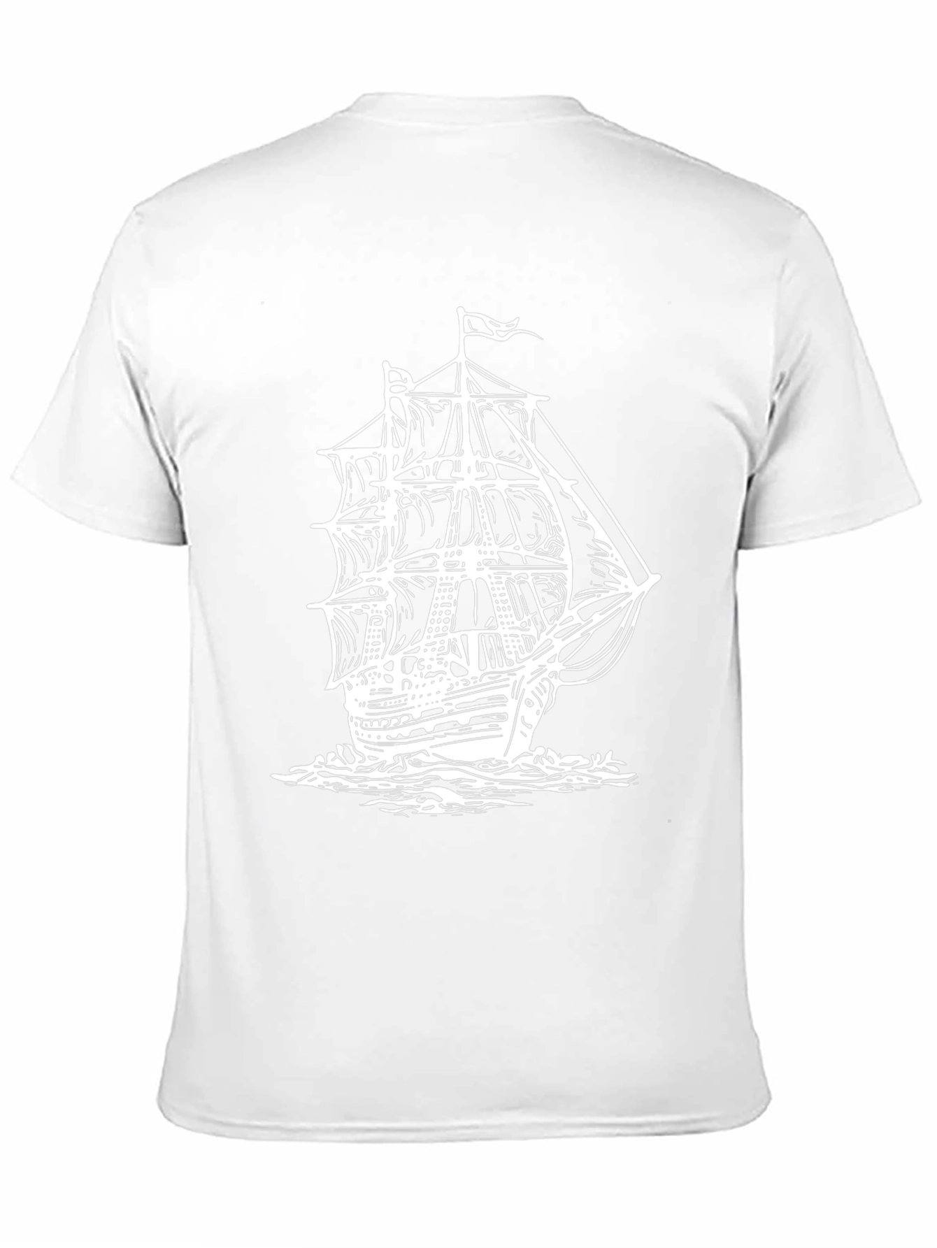 Nautical Ship Graphic Tee - Black Cotton T-Shirt