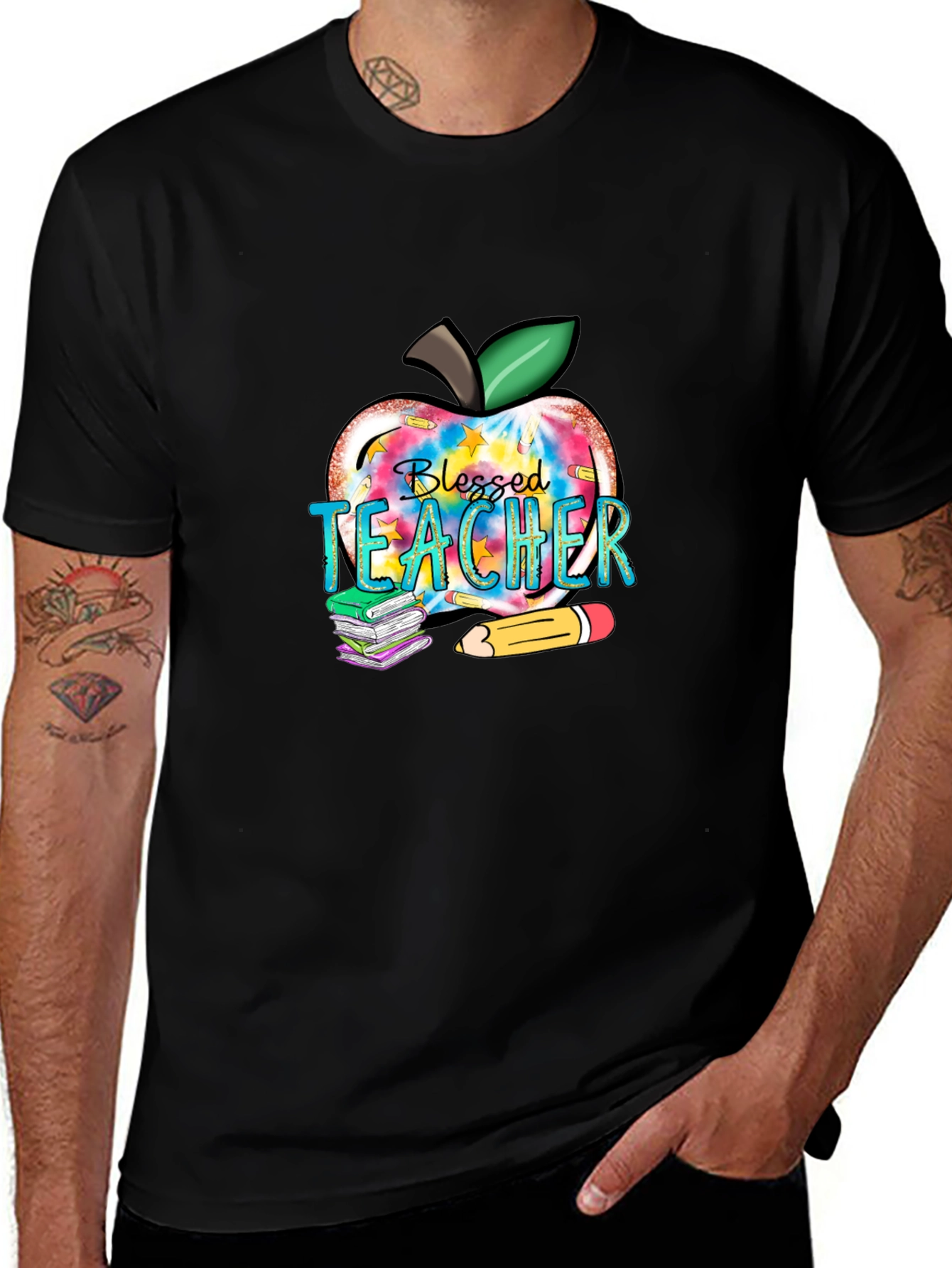 Blessed Teacher Apple Graphic T-Shirt
