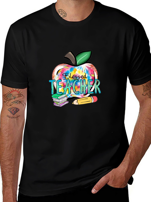 Blessed Teacher Apple Graphic T-Shirt