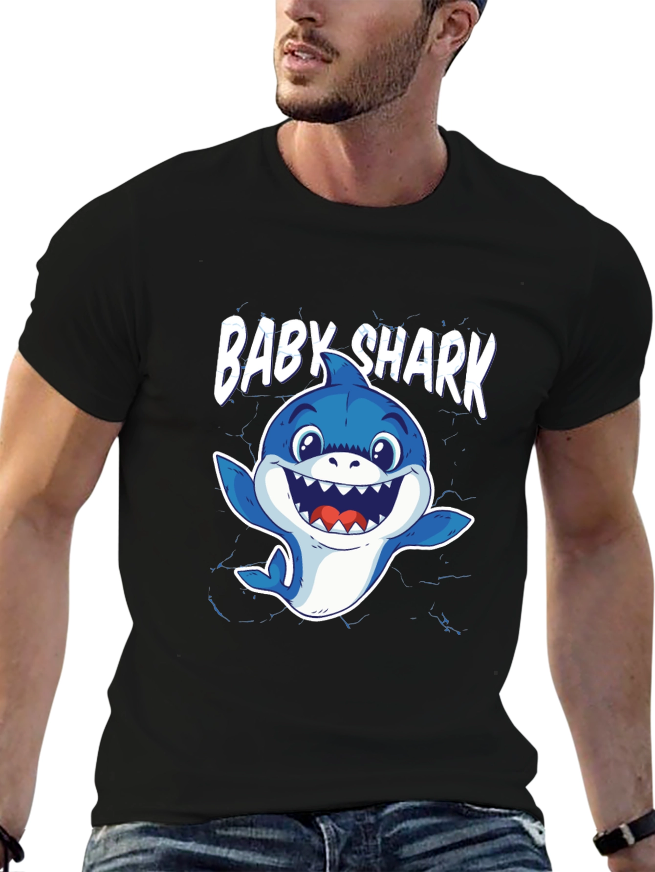Baby Shark Graphic Tee - Black Cotton Blend