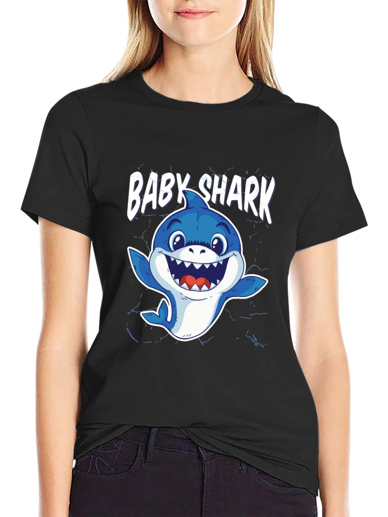 Baby Shark Graphic Tee - Black Cotton Blend