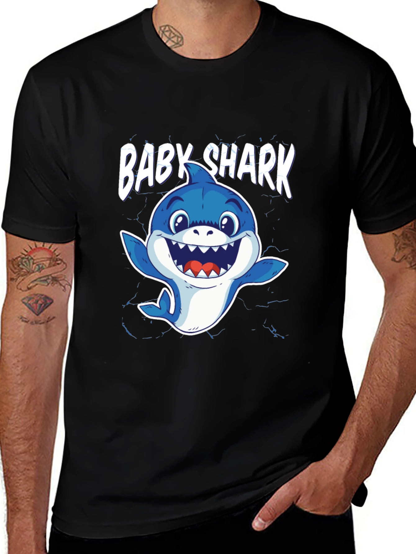 Baby Shark Graphic Tee - Black Cotton Blend