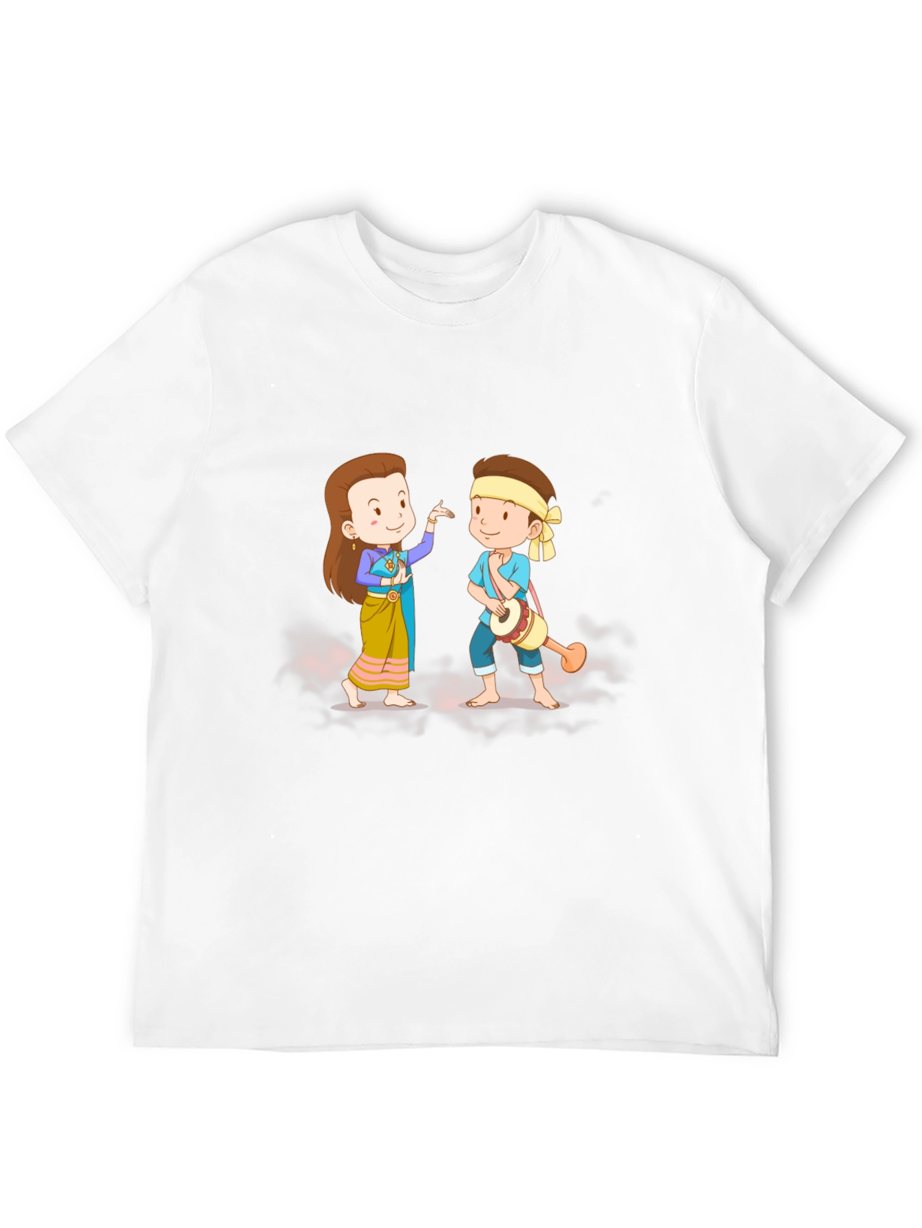 Thai Dance Cartoon Graphic Black T-Shirt