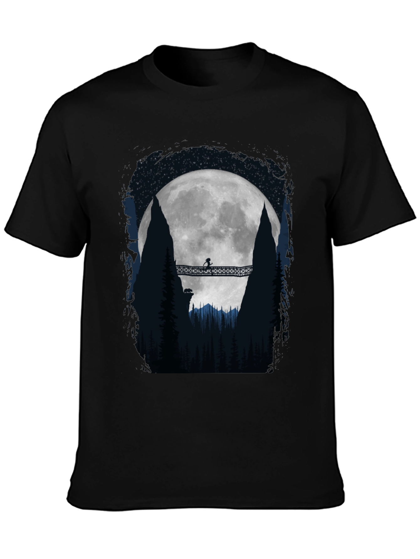 Moonlit Bridge Graphic Tee - Adventure Awaits!