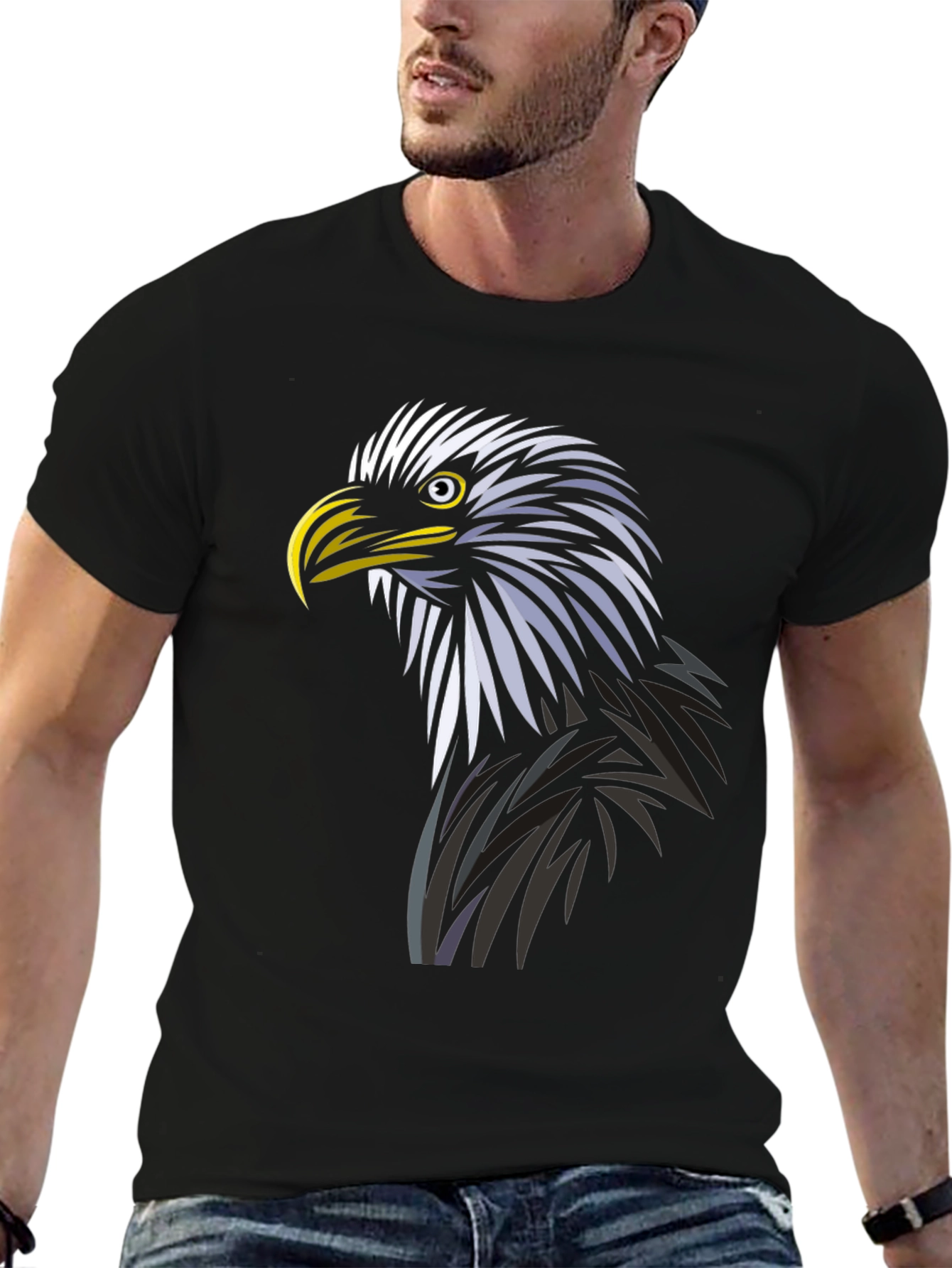 Eagle Graphic Tee - Black Cotton Blend
