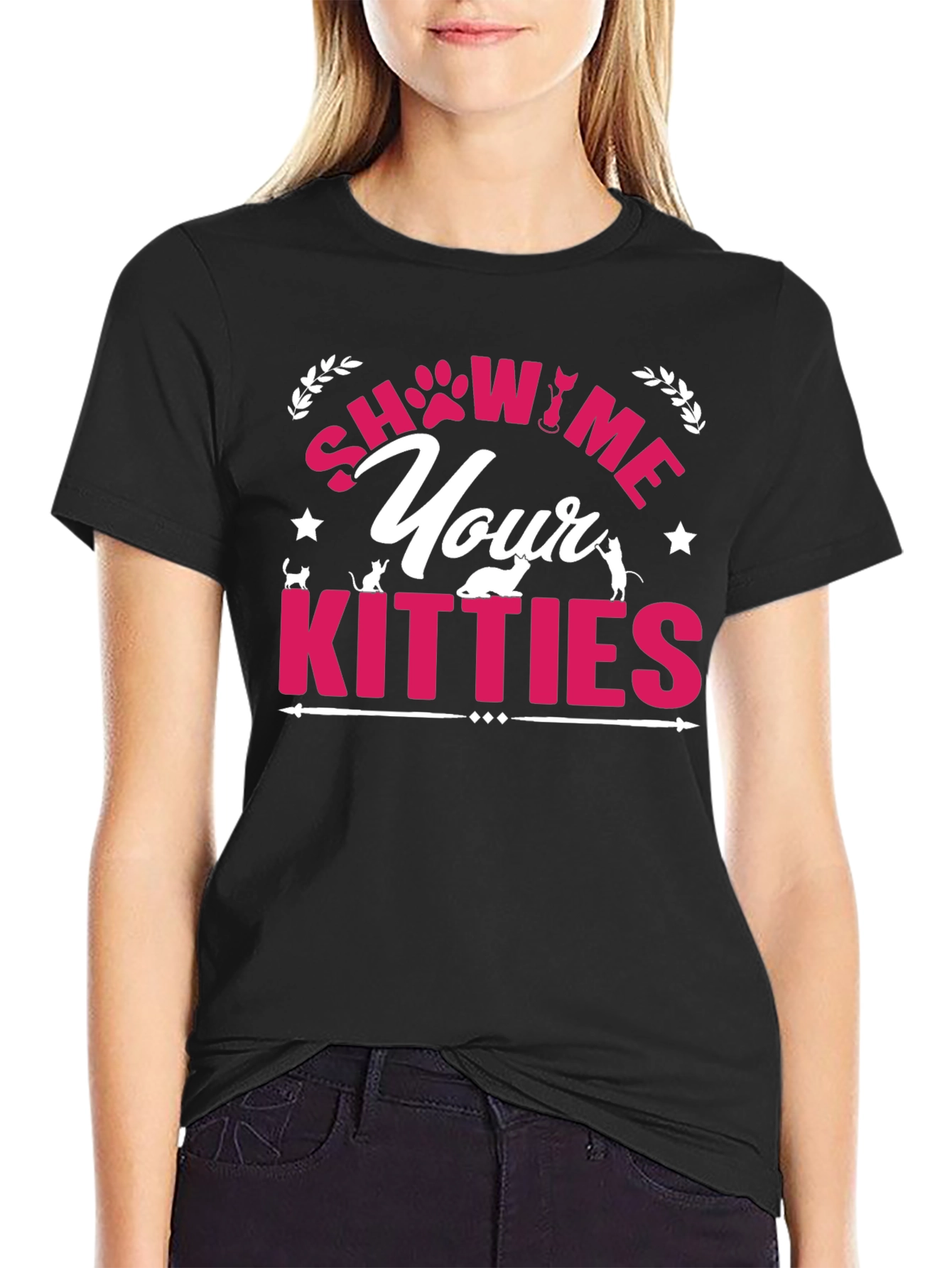 Show Me Your Kitties Black Graphic Tee